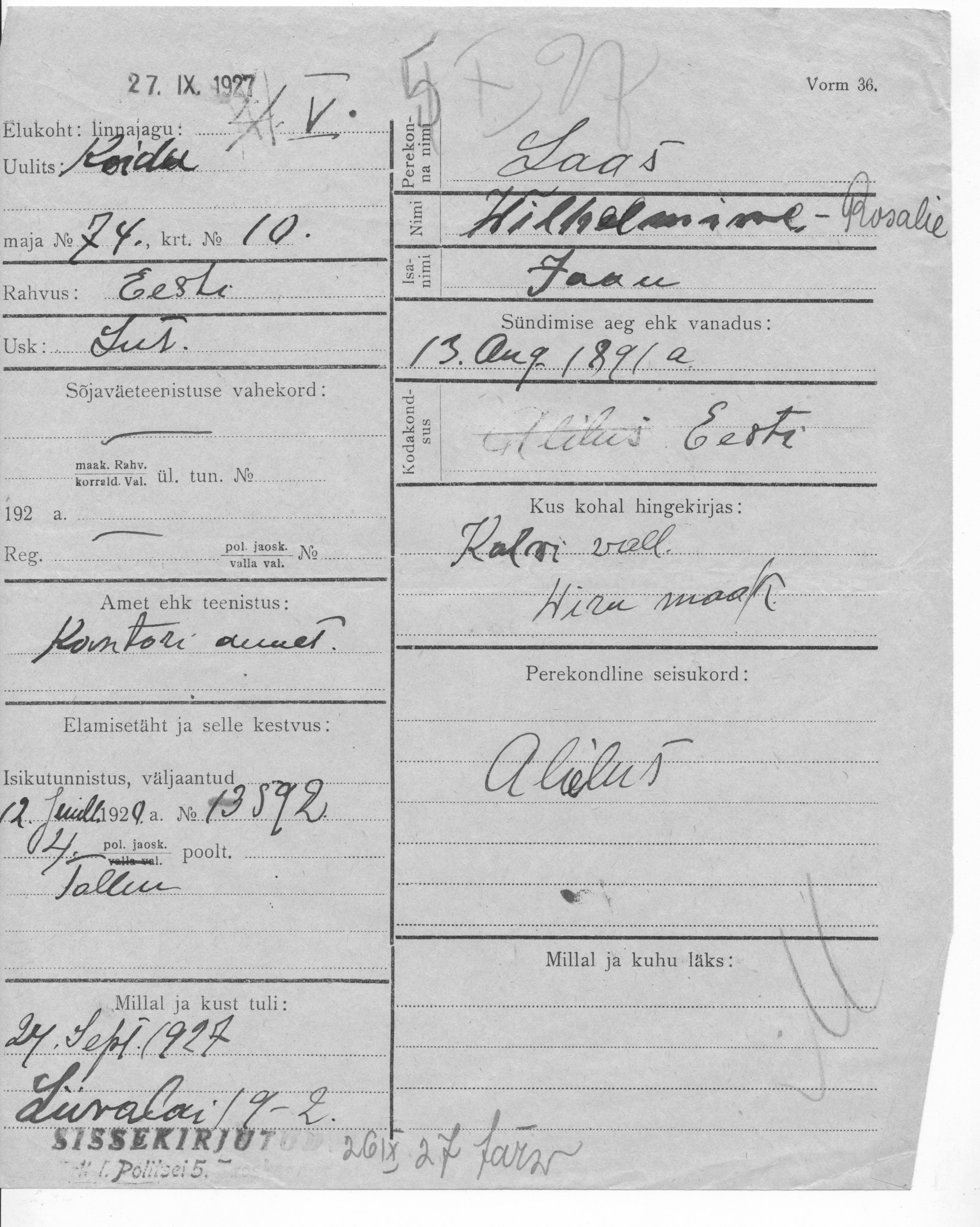 Laas, Wilhelmine-Rosalie, Jaan