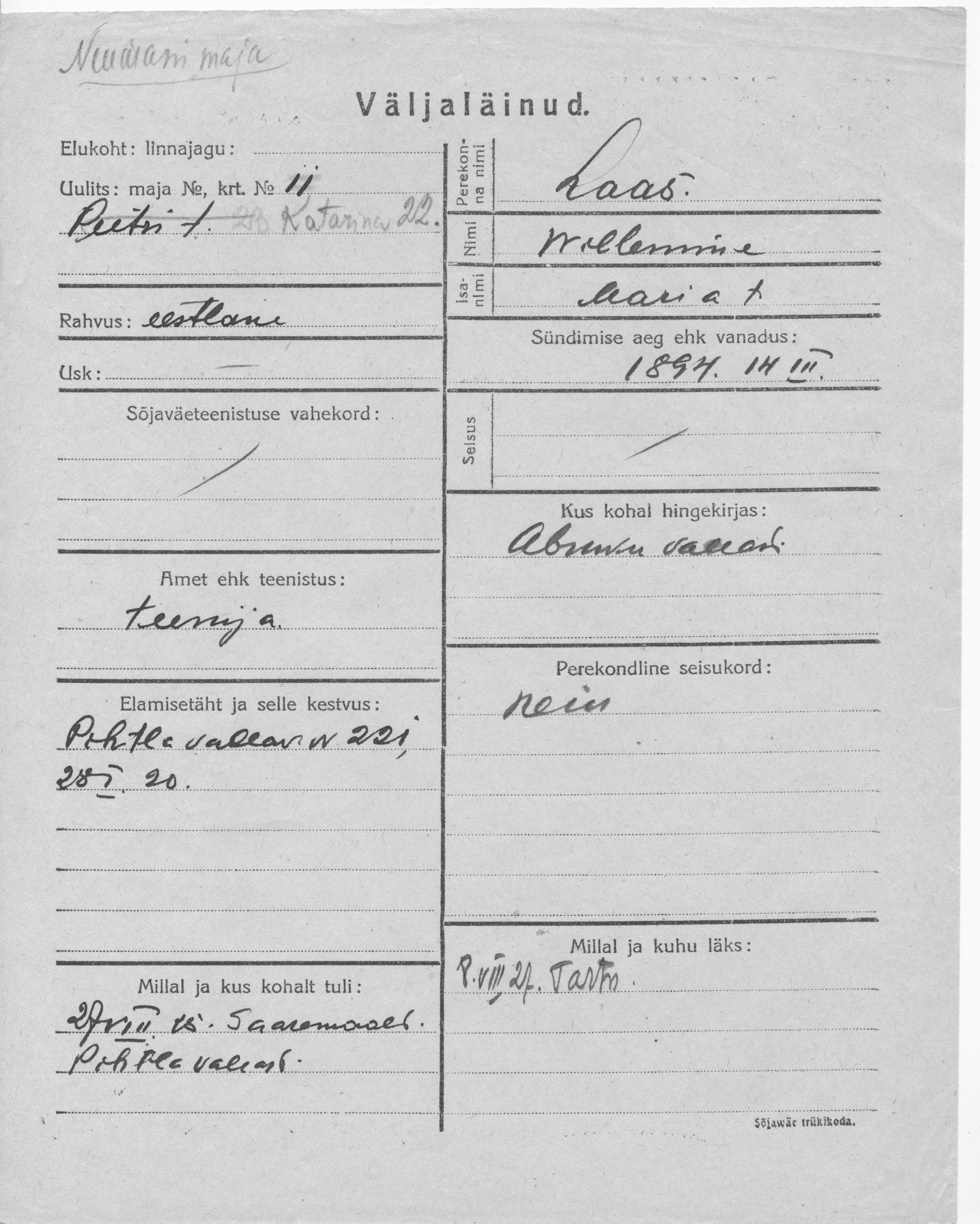 Laas, Wilhelmine, Maria