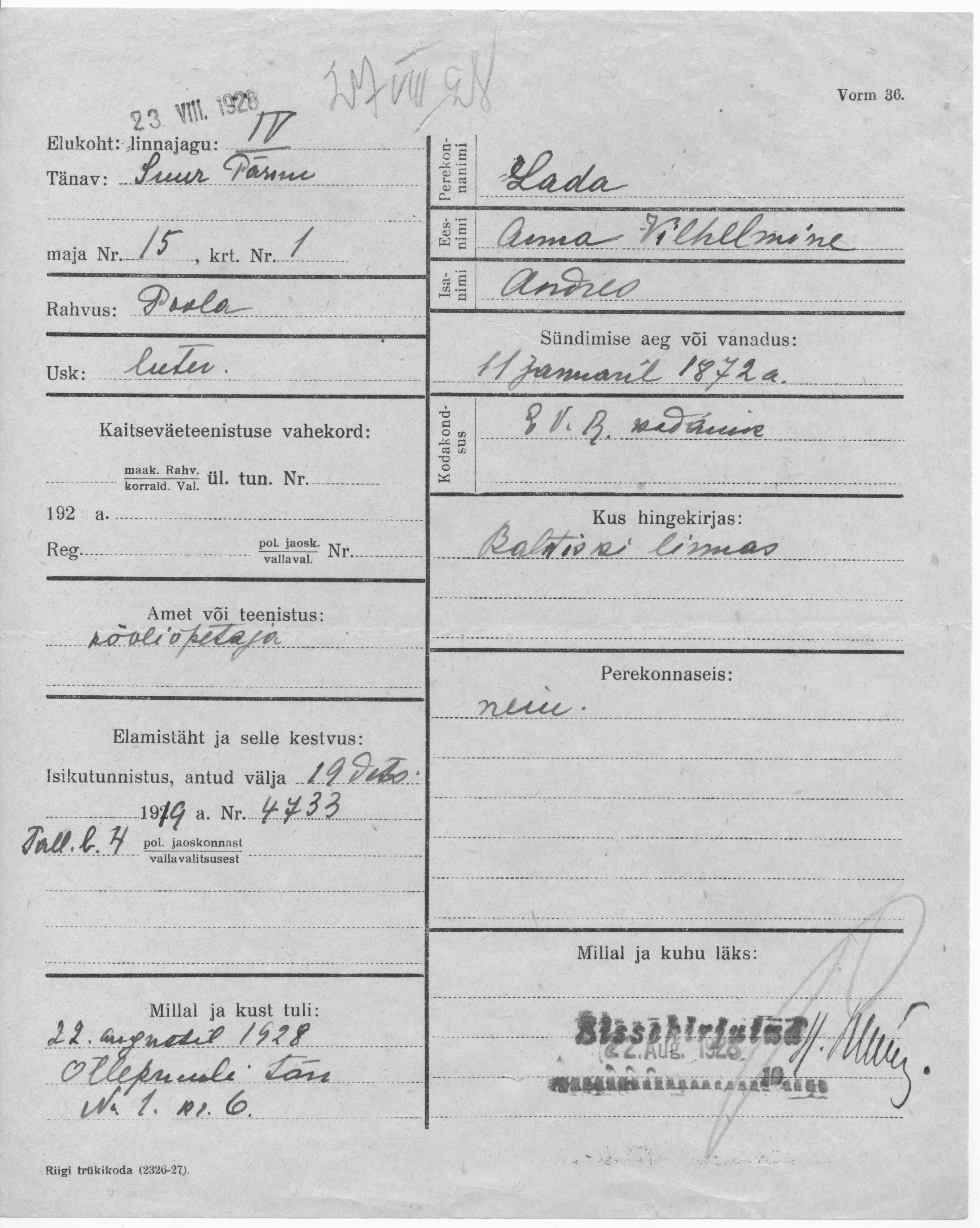 Lada, Anna-Wilhelmine, Andres