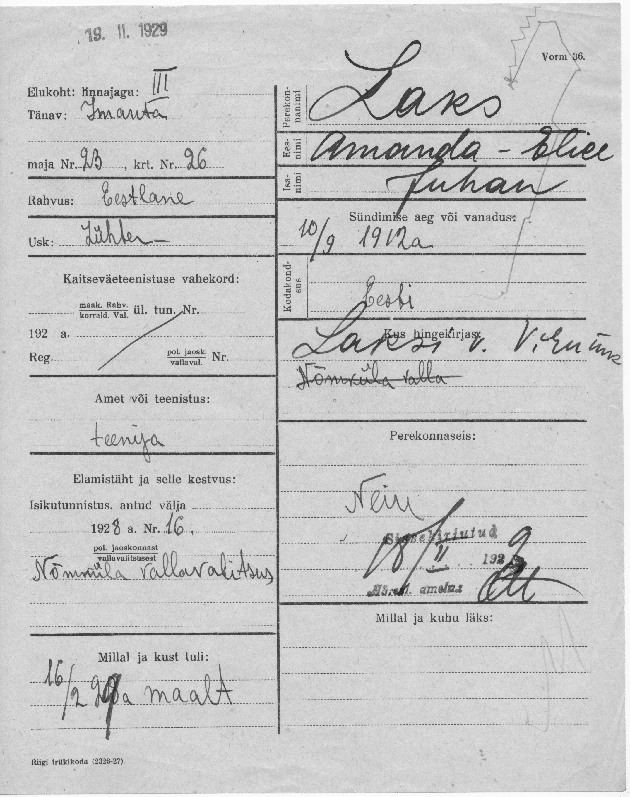 Laks, Amanda-Elice, Juhan