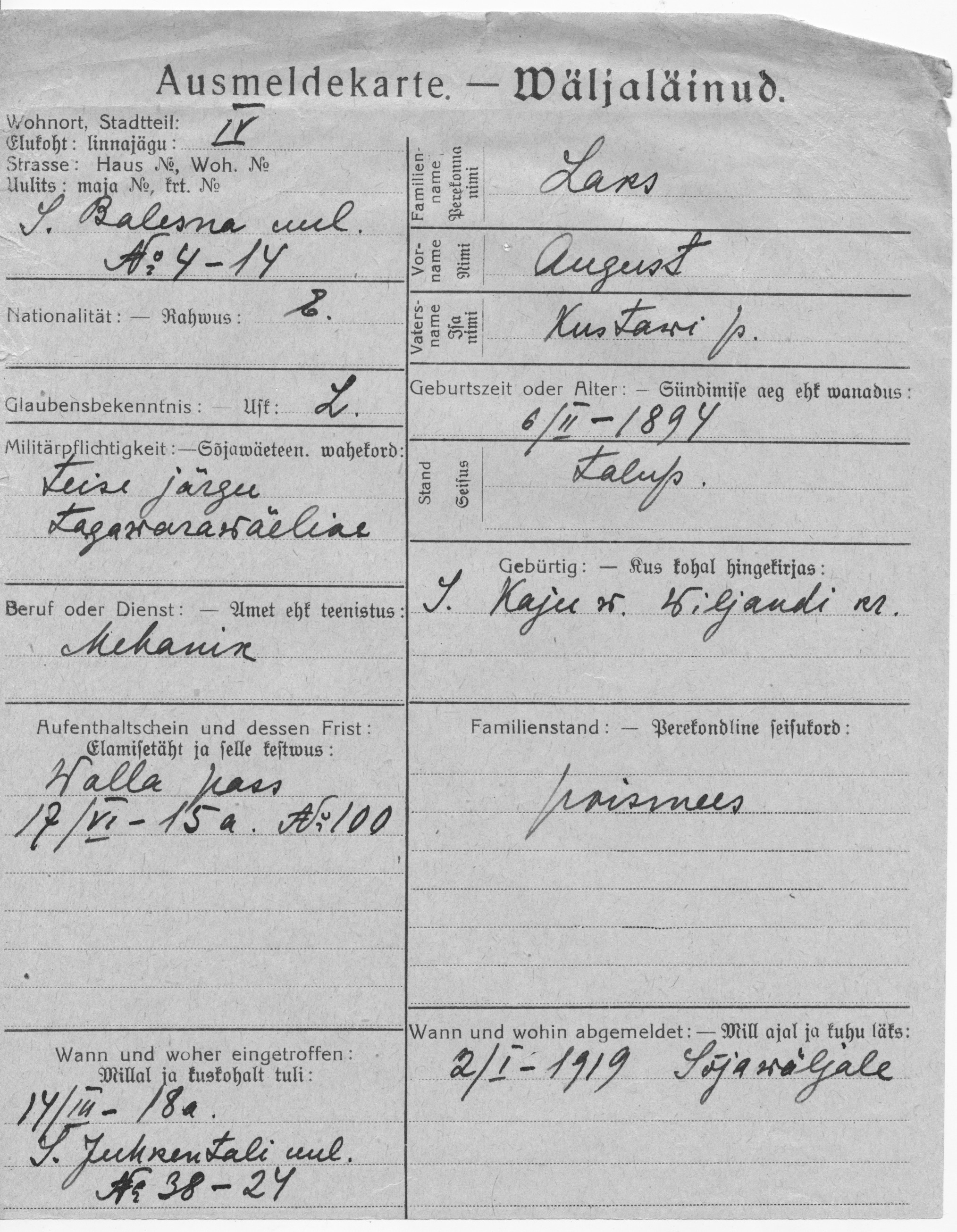 Laks, August, Kustaw