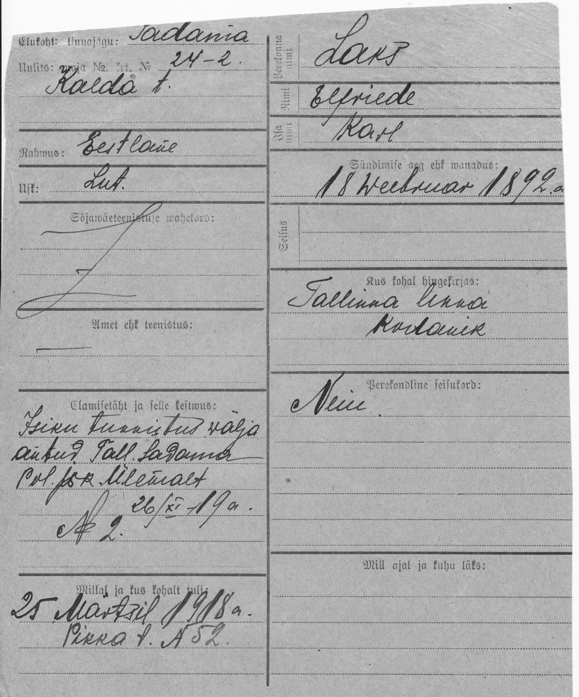 Laks, Elfriede, Karl