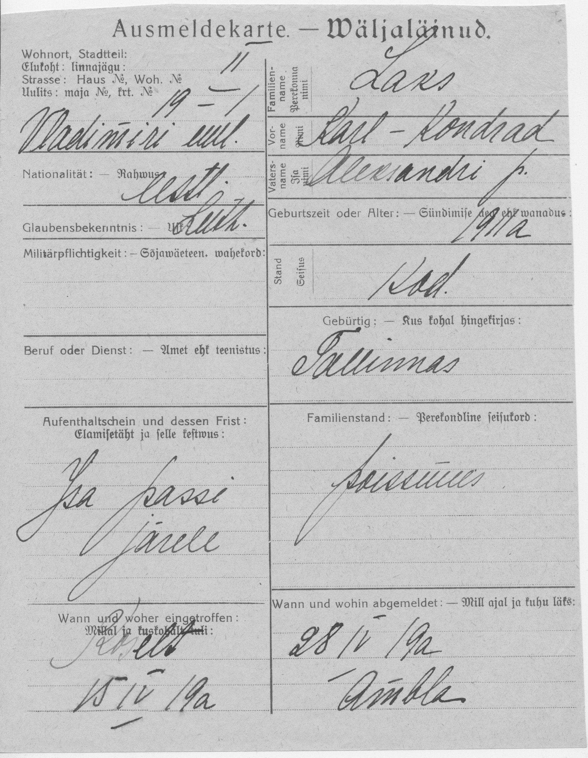 Laks, Karl-Konrad, Aleksander