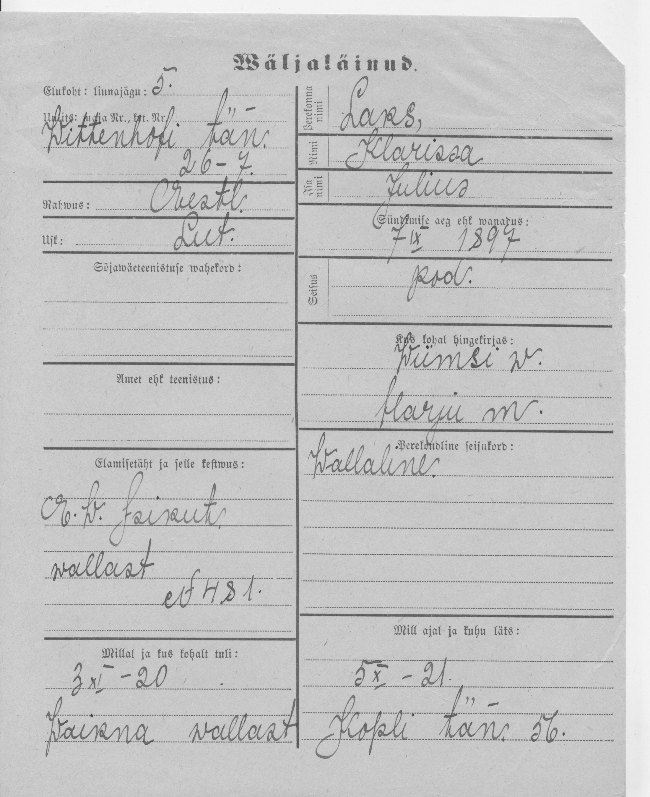 Laks, Klarissa, Julius