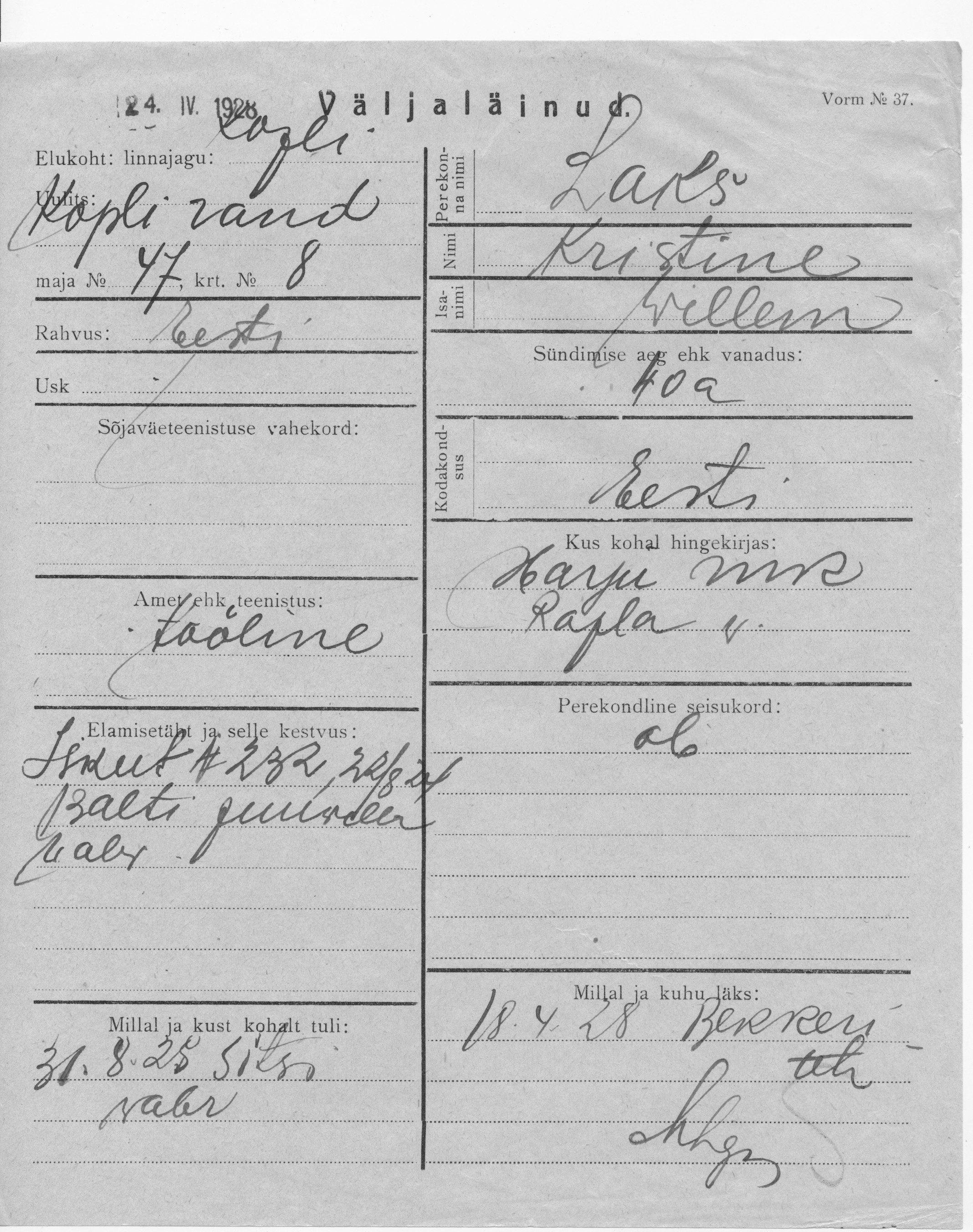 Laks, Kristine, Willem