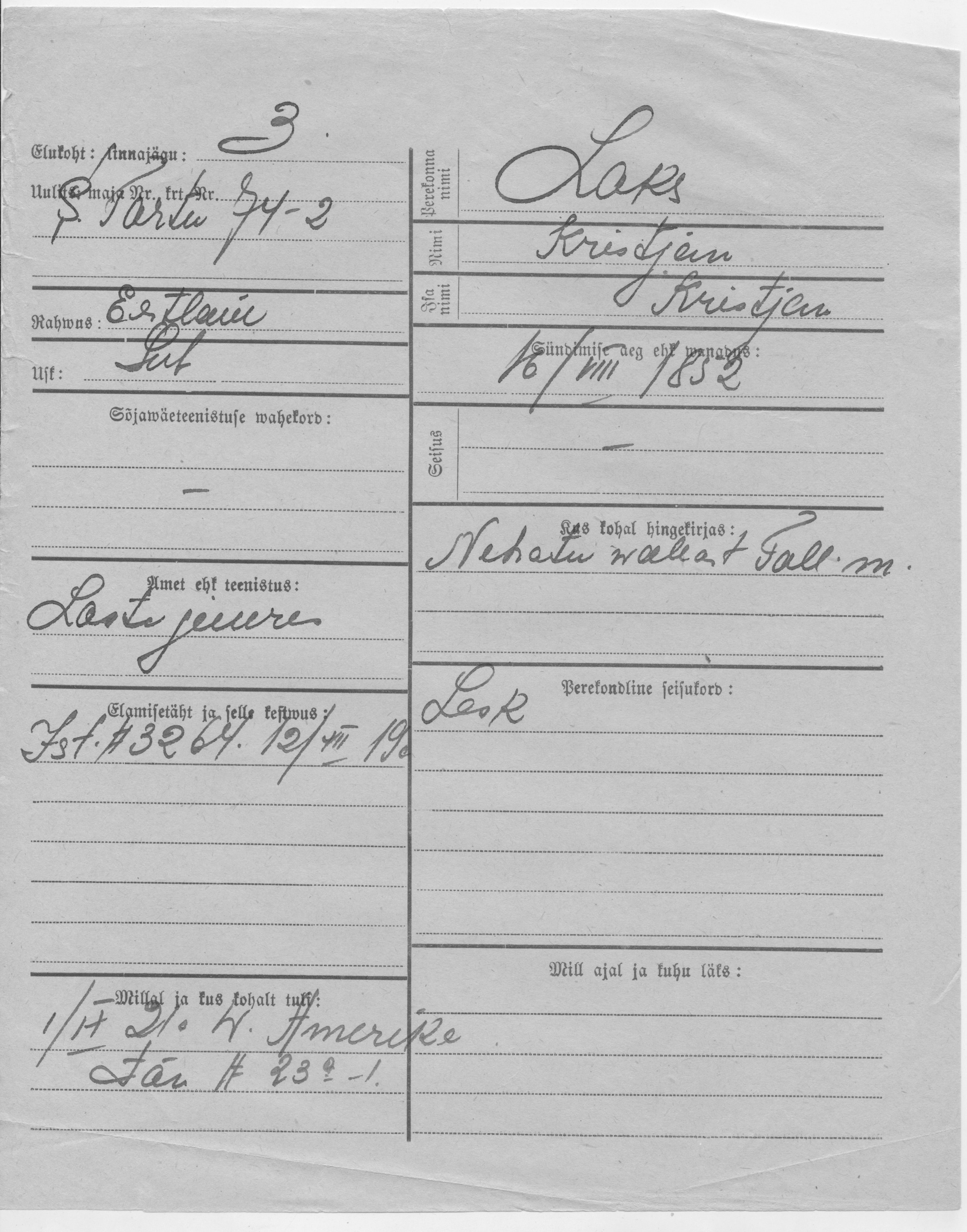 Laks, Kristjan, Kristjan