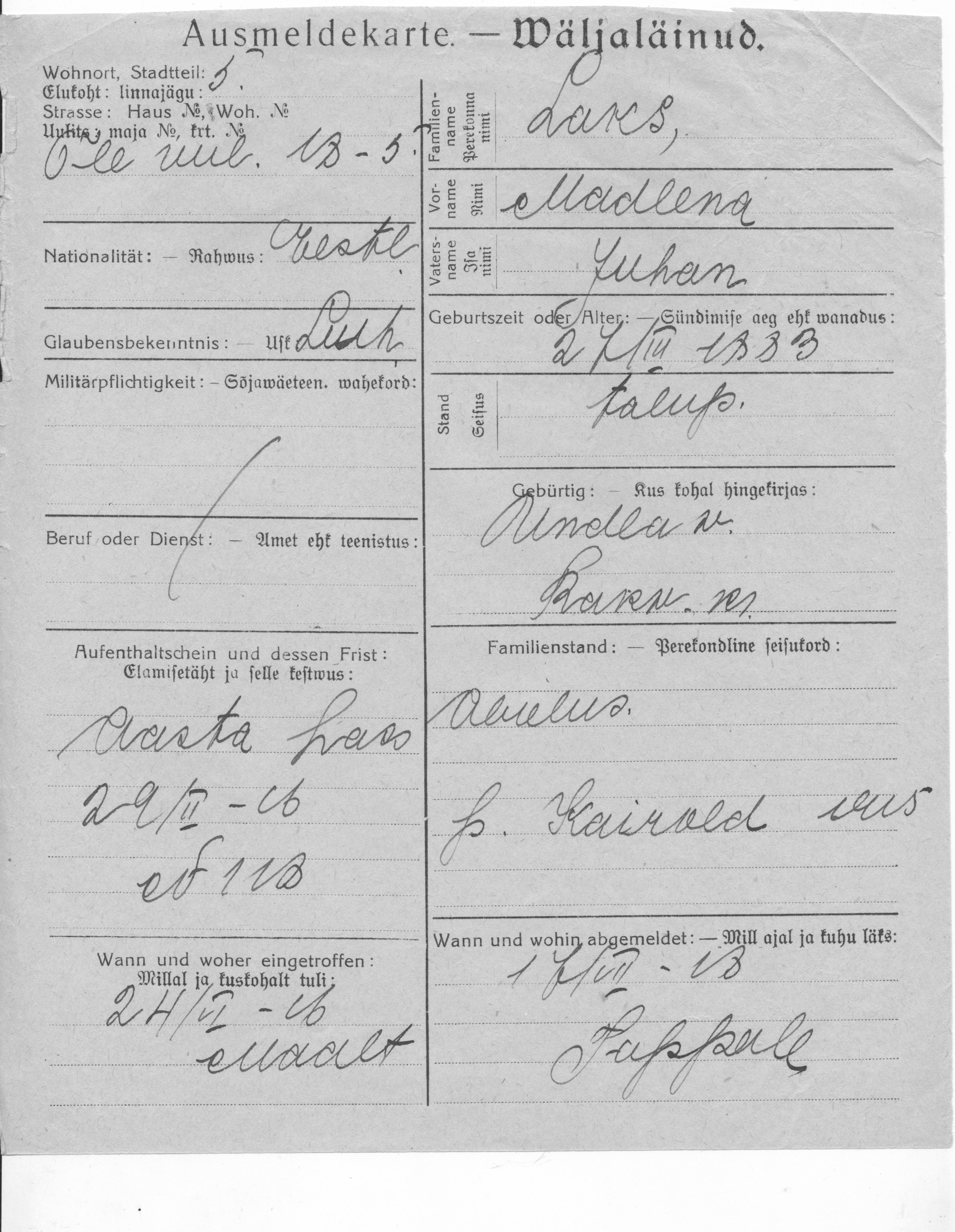 Laks, Madlena, Juhan