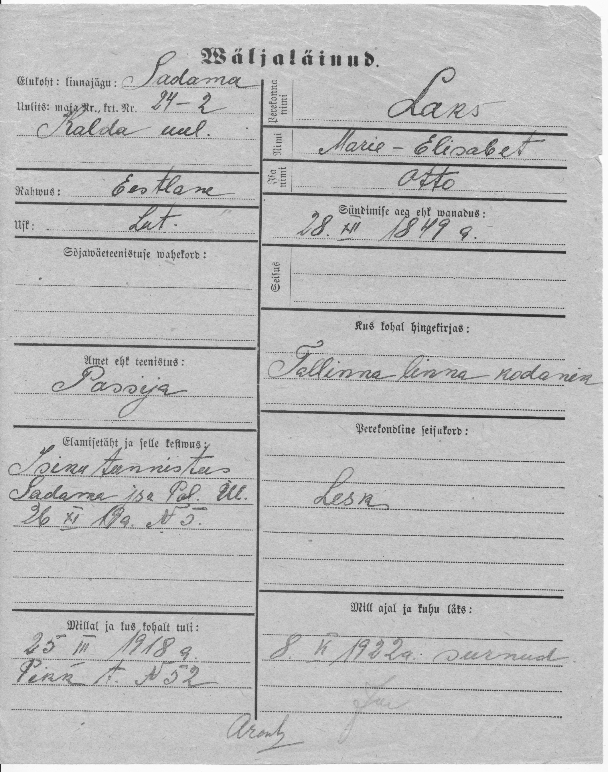 Laks, Marie-Elisabet, Otto