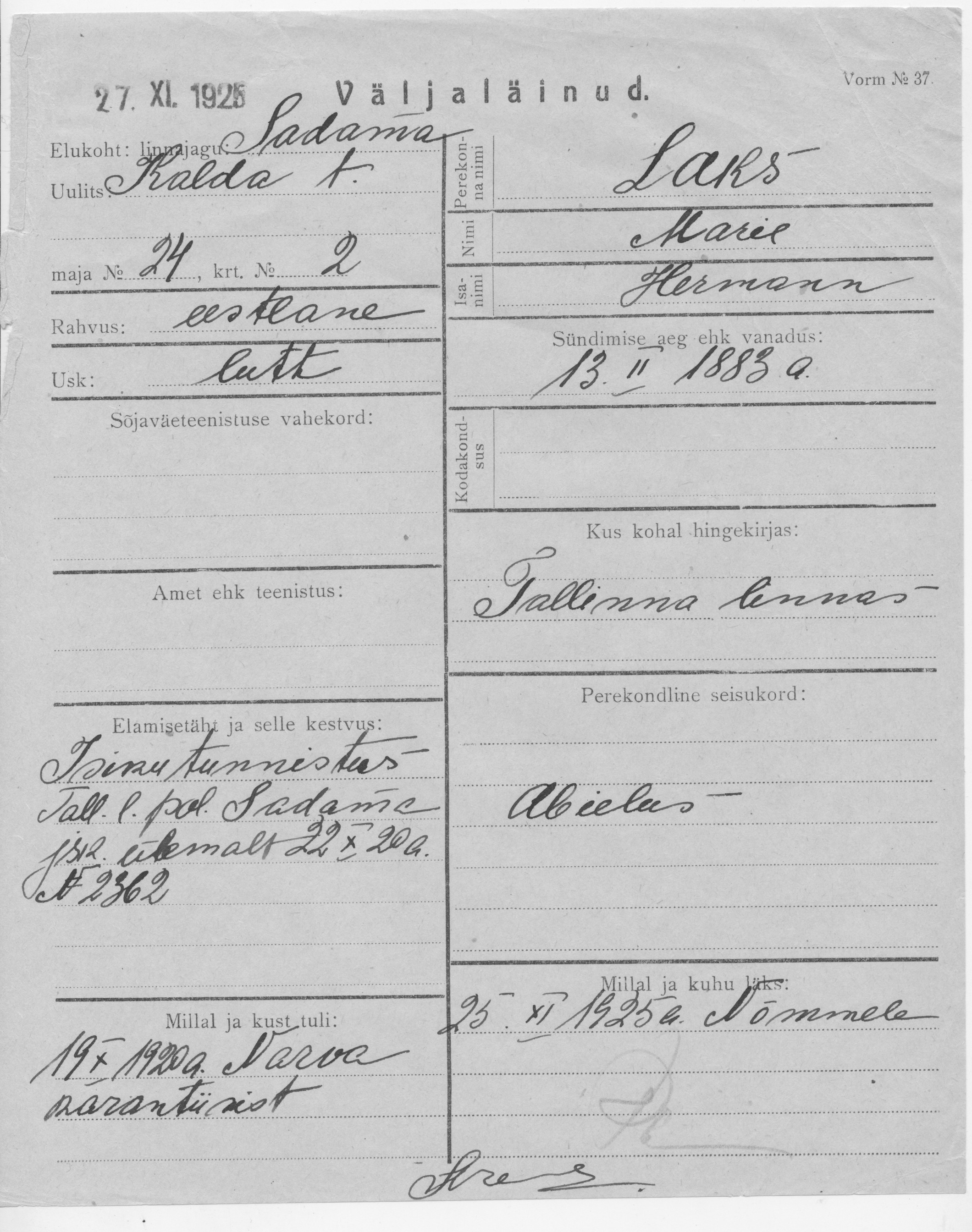 Laks, Marie, Hermann