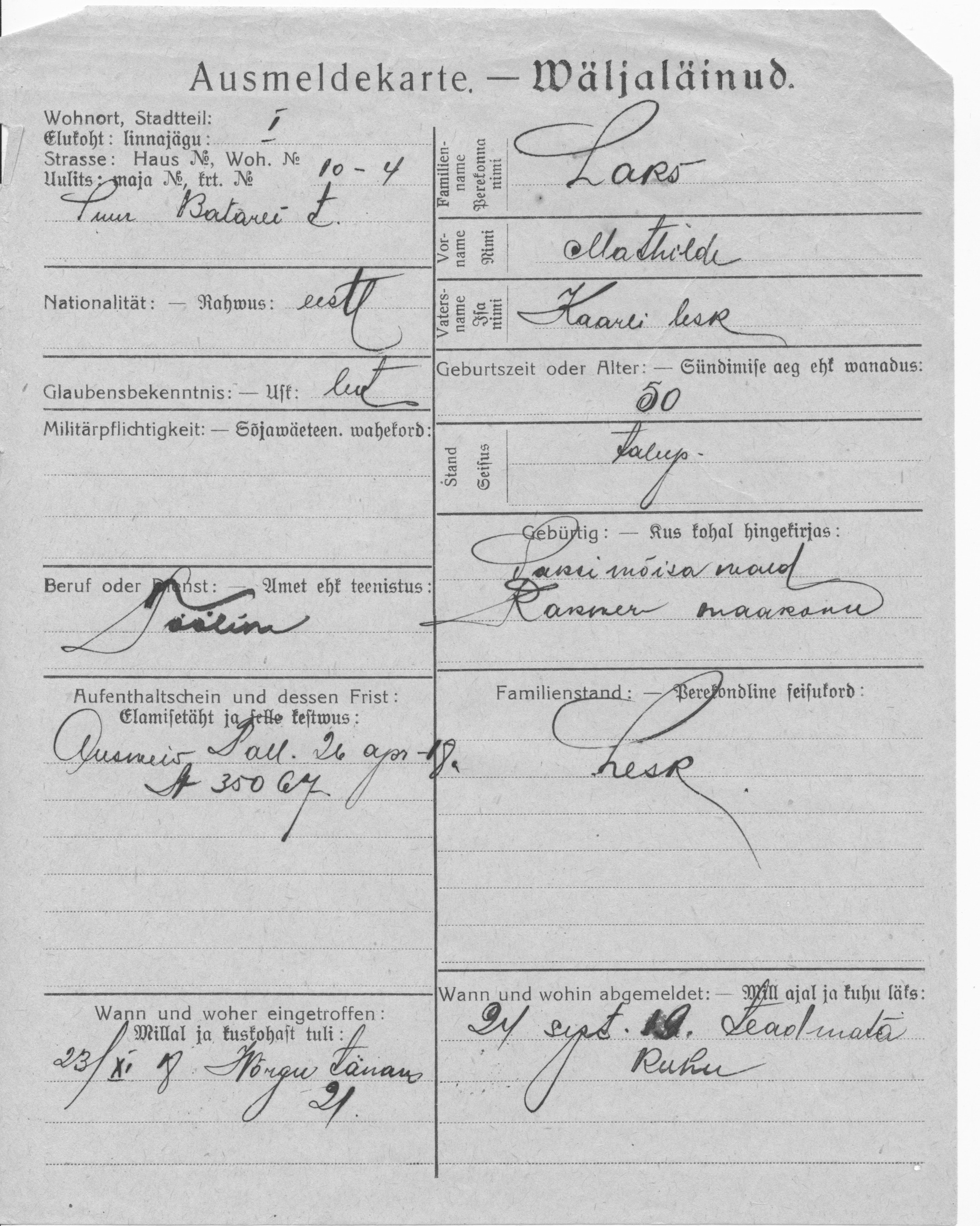 Laks, Mathilde, Kaarl