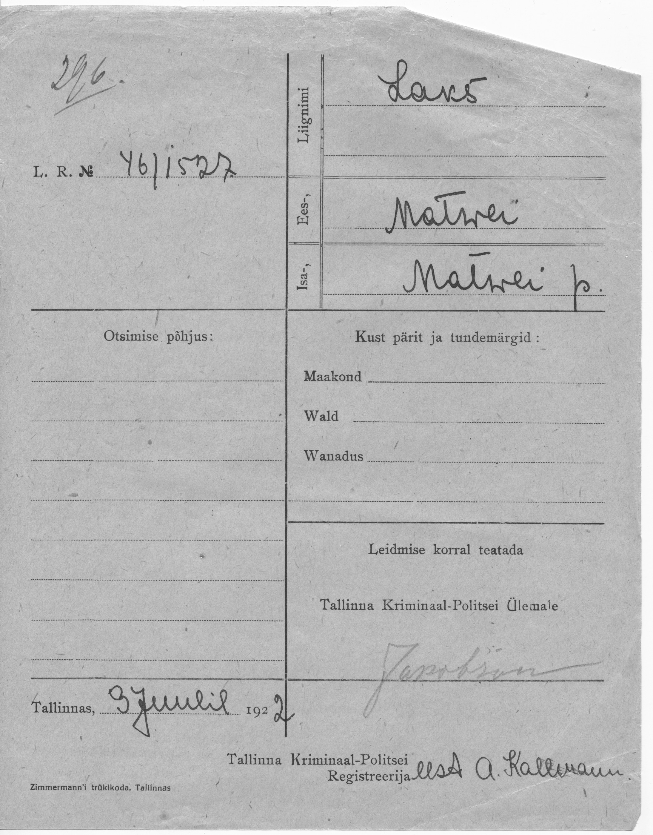 Laks, Matvei, Matvei