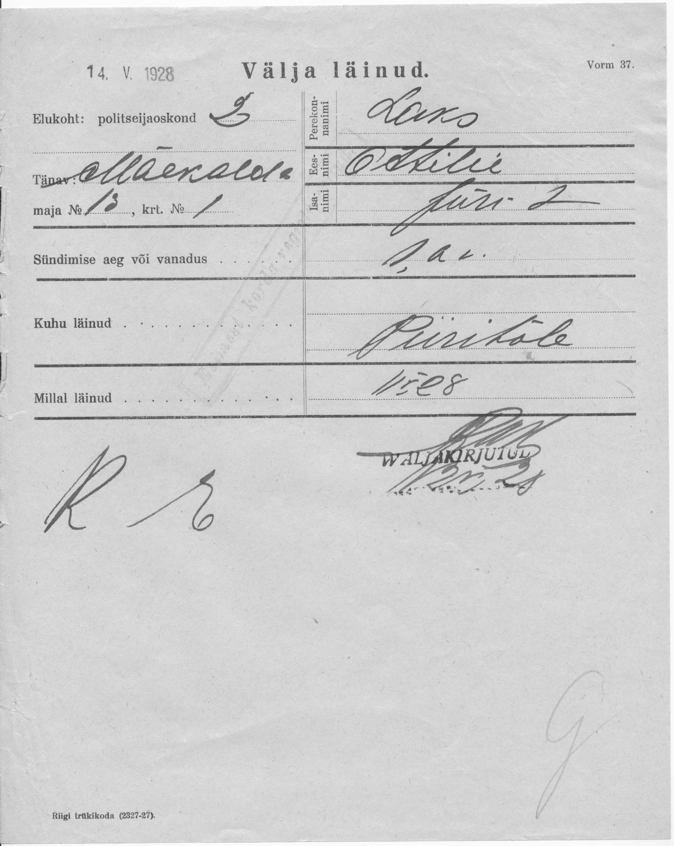 Laks, Ottilie, Jüri