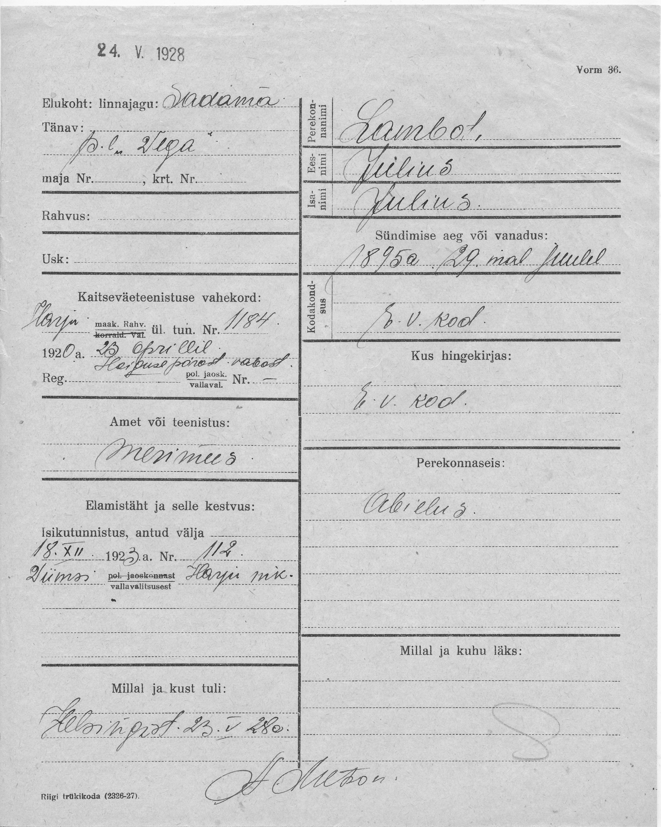 Lambot, Julius, Julius