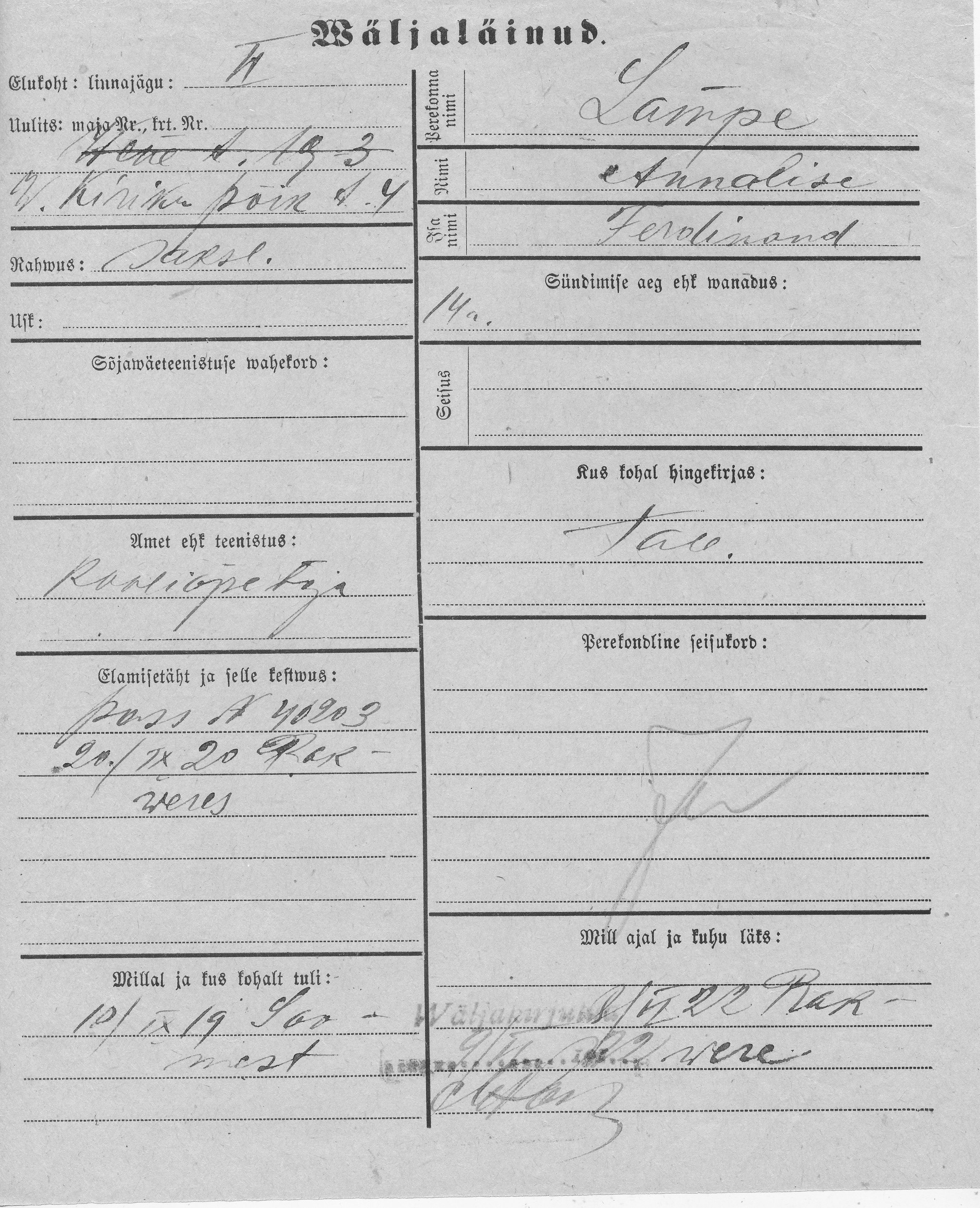 Lampe, Annalise, Ferdinand