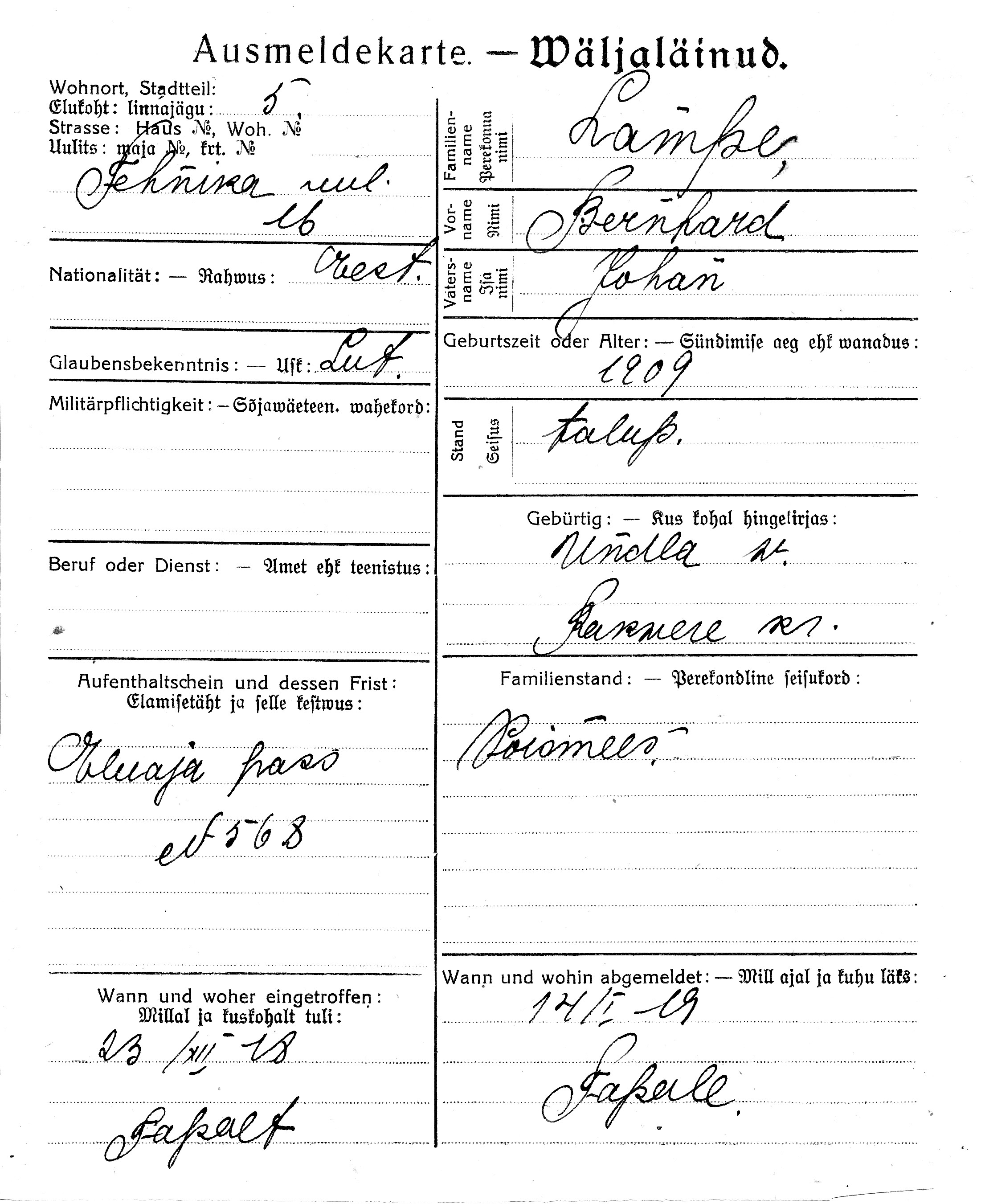 Lampe, Bernhard, Johan