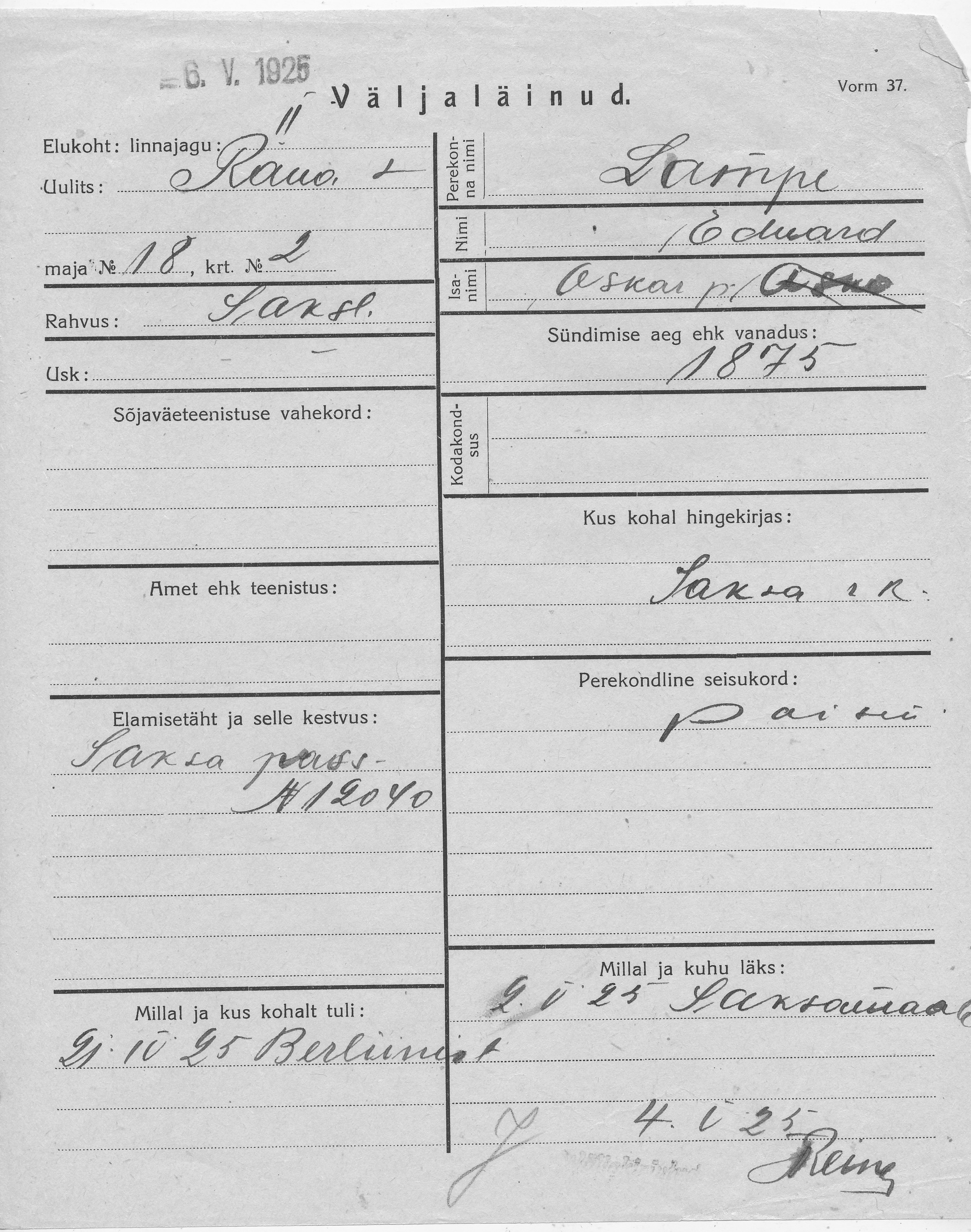 Lampe, Eduard, Oskar