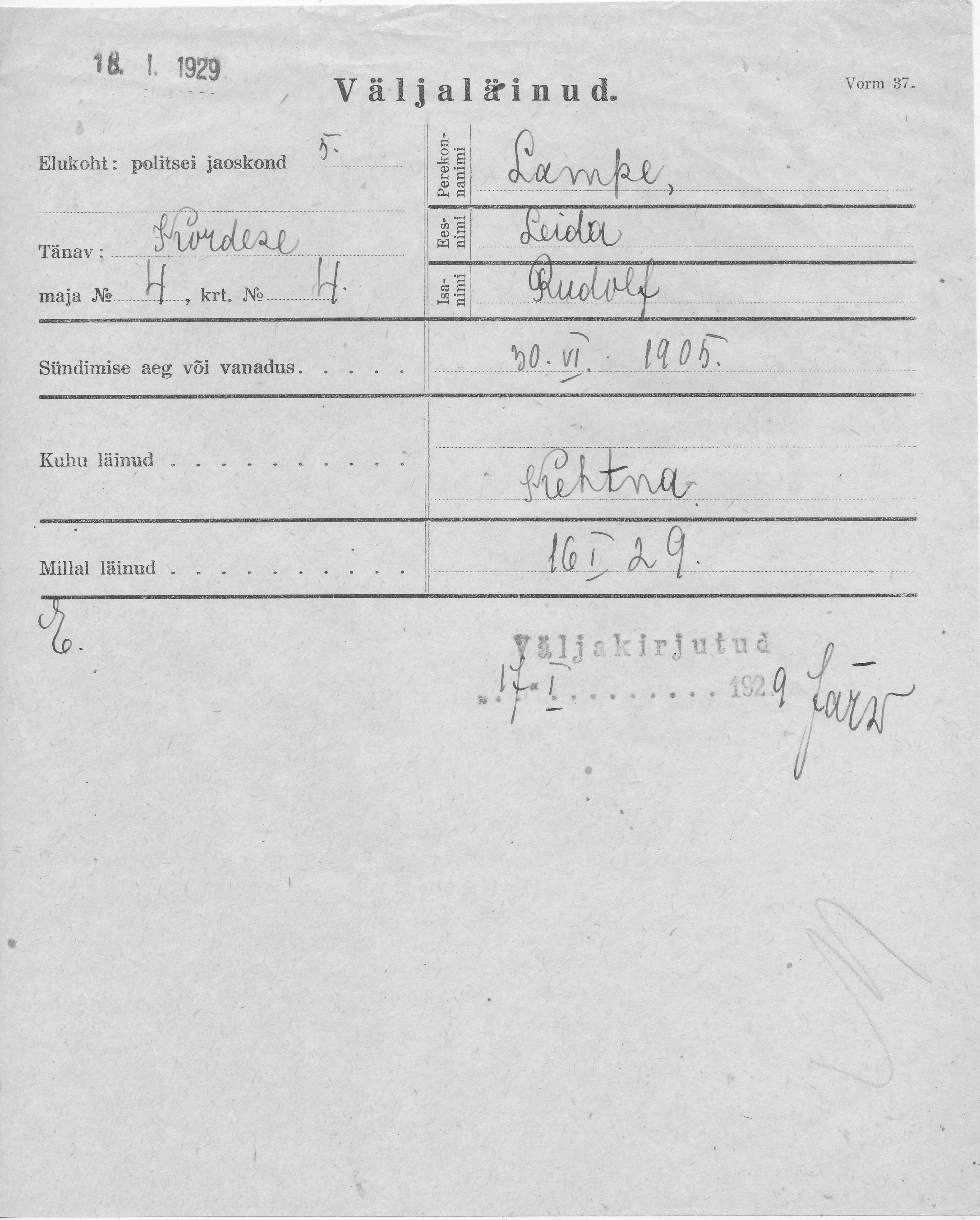 Lampe, Leida, Rudolf