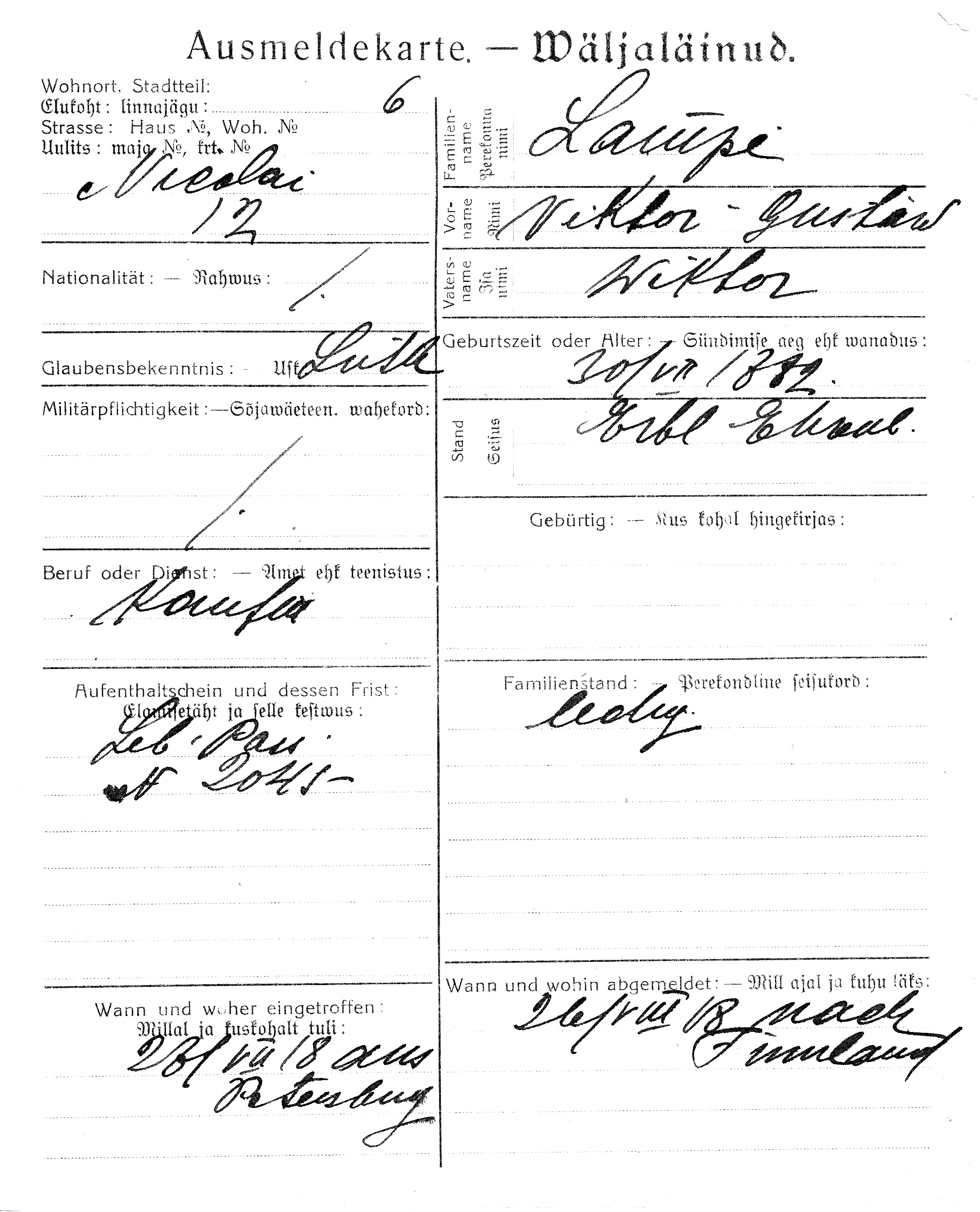 Lampe, Viktor-Gustaw, Wiktor