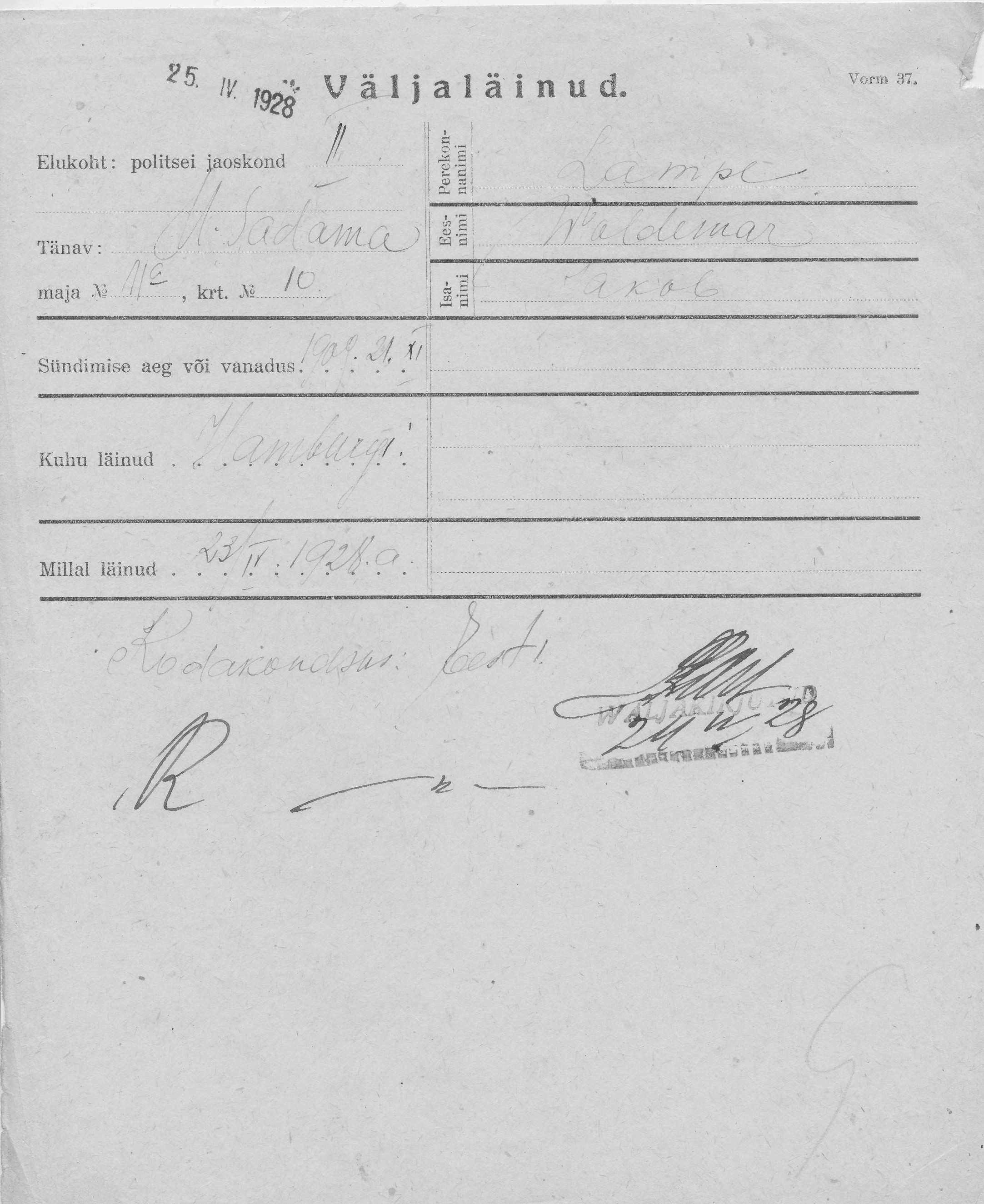 Lampe, Woldemar, Jakob