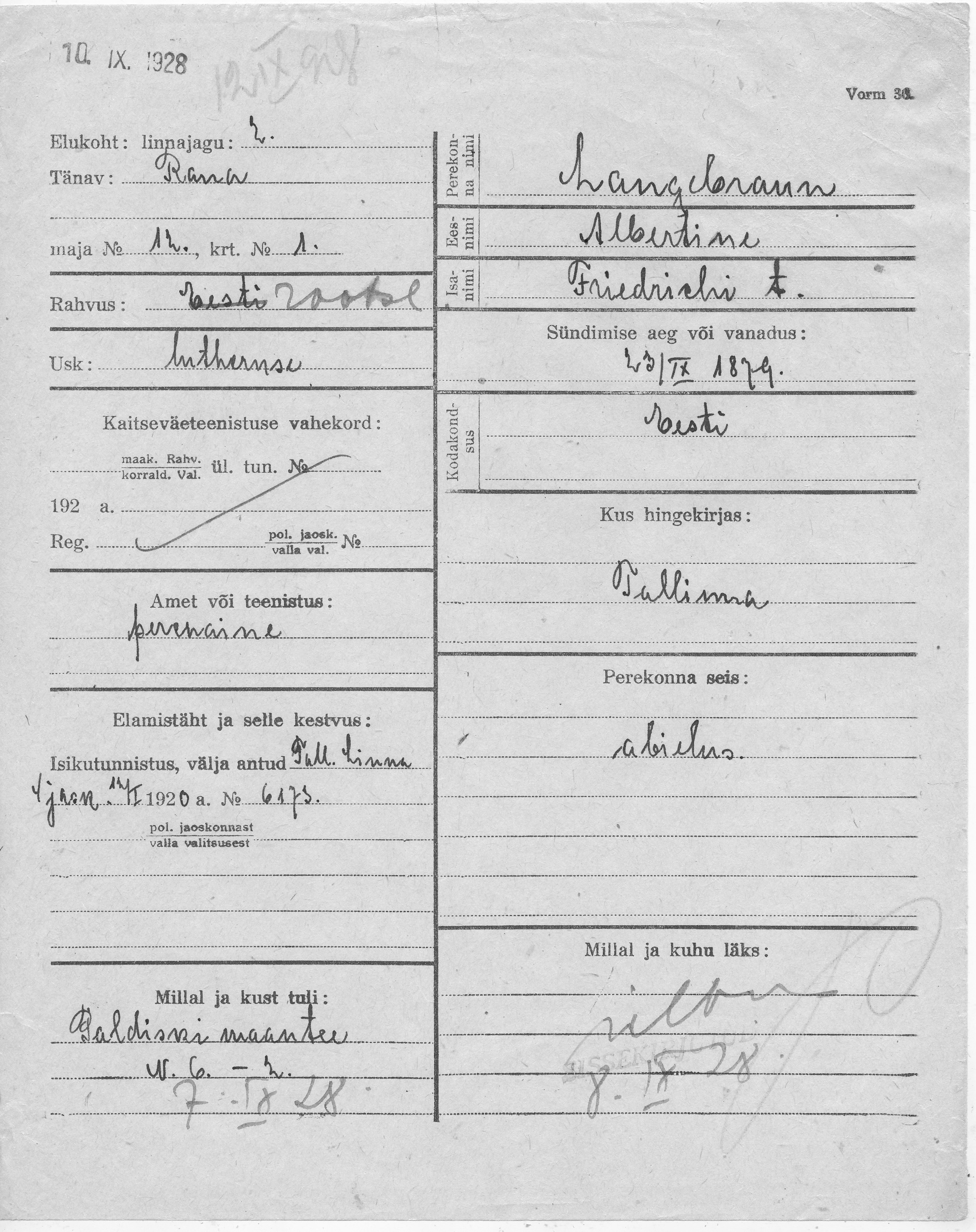 Langebraun, Albertine, Friedrich