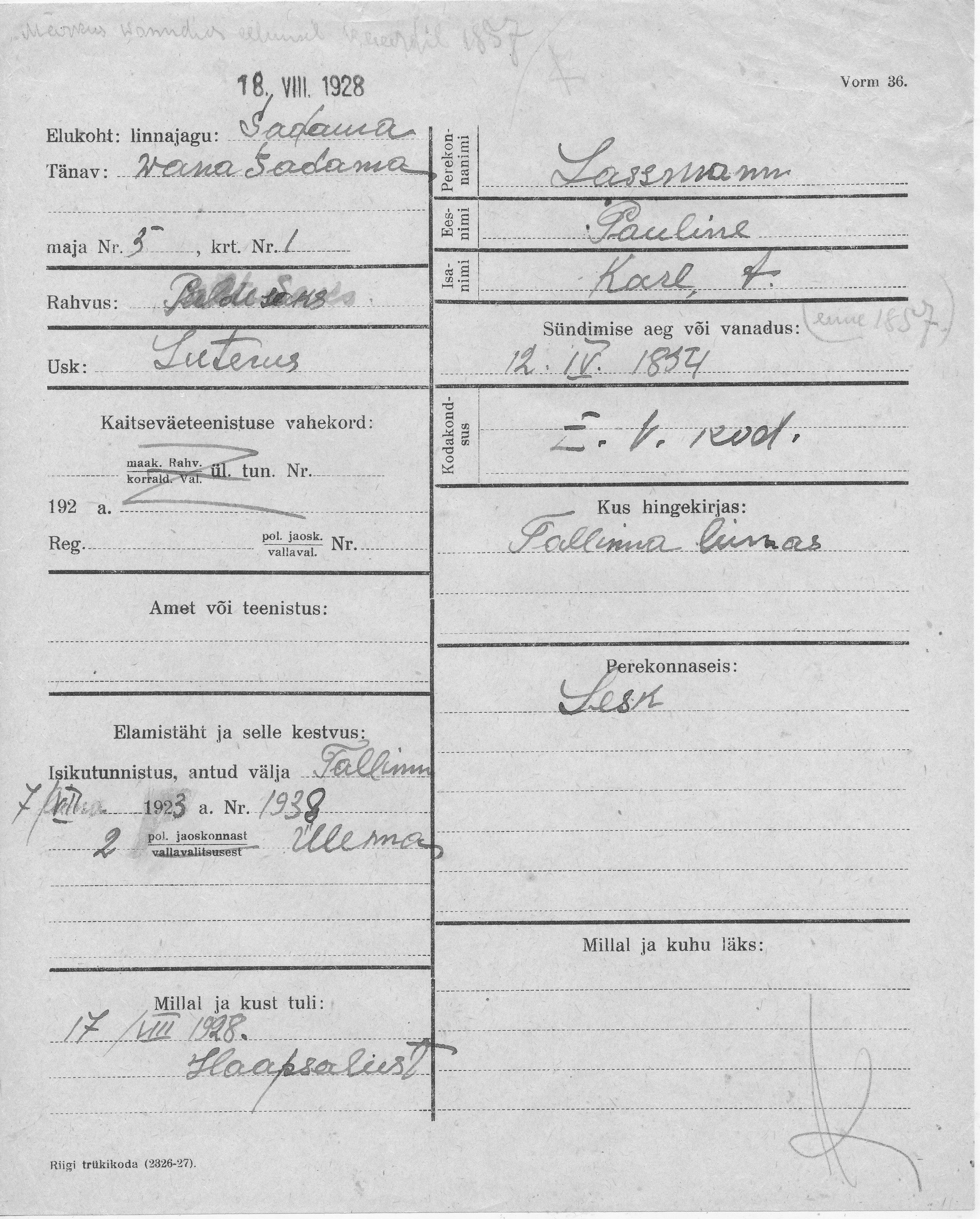 Lassmann, Pauline, Karl