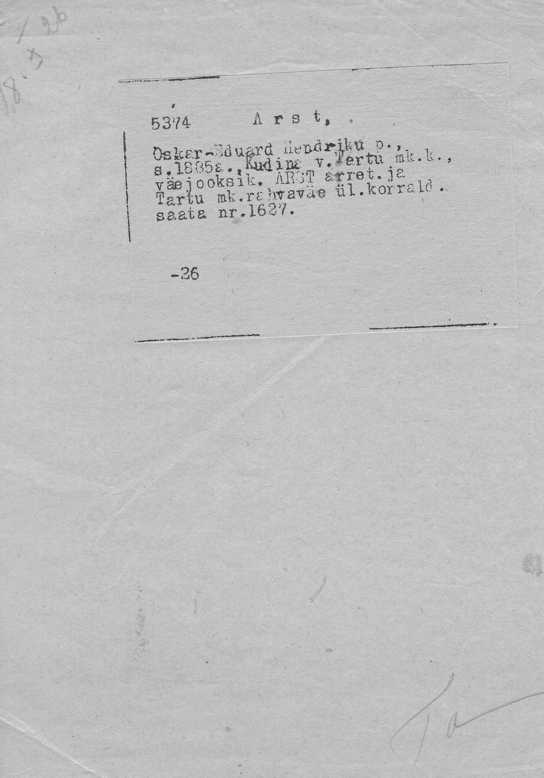 Arst, Oskar-Eduard, Hendrik