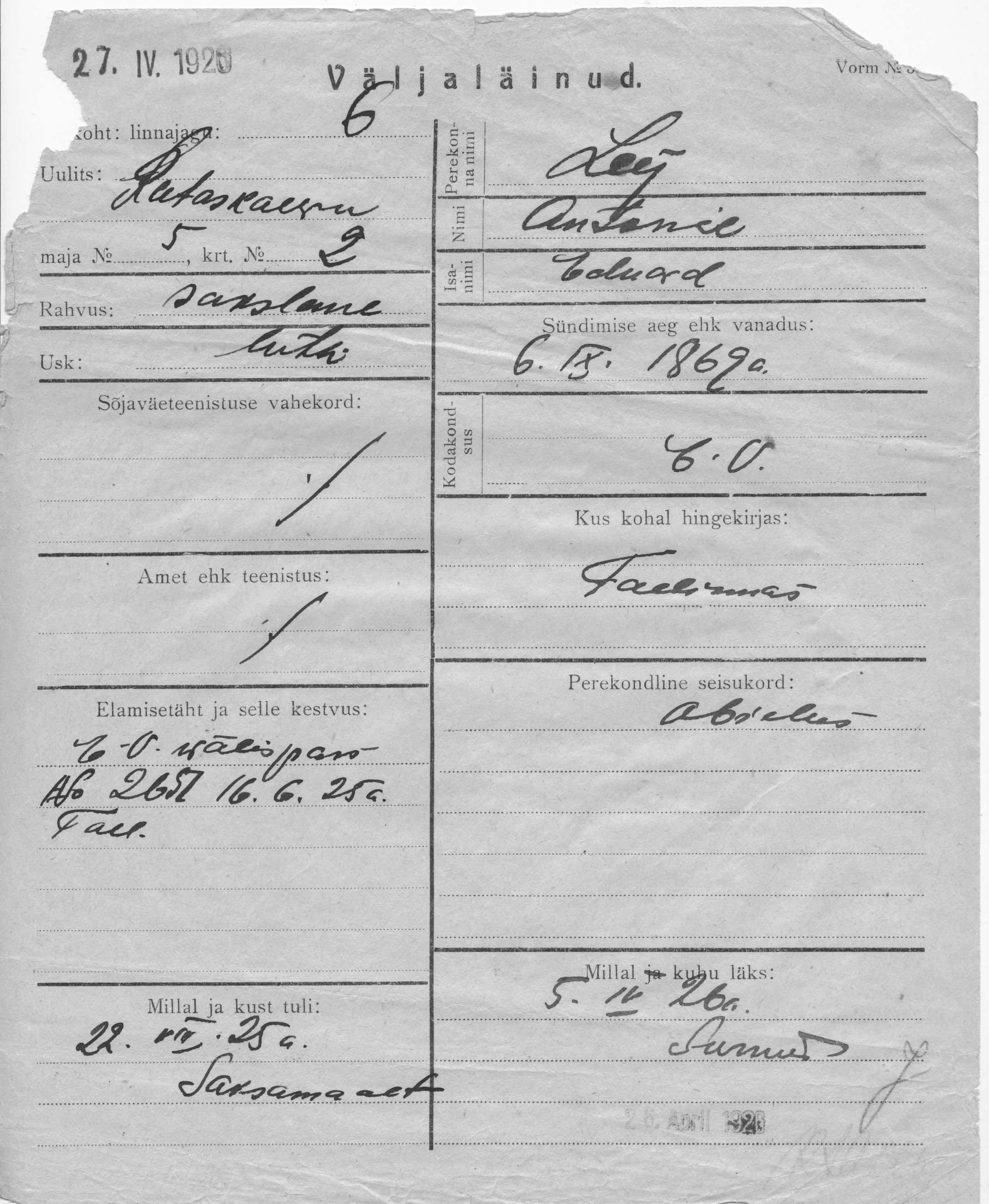 Ley, Antonie, Eduard