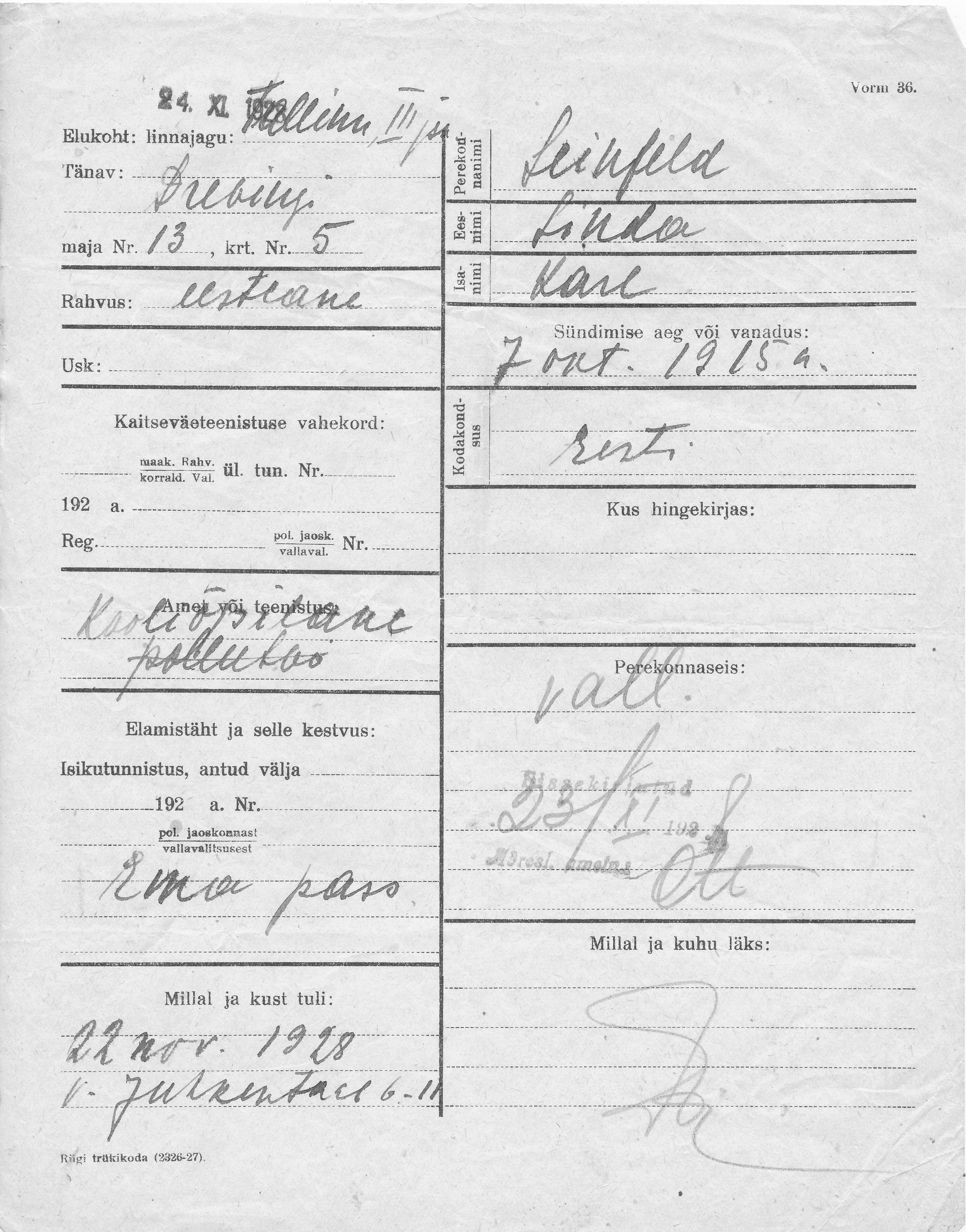 Leinfeld, Linda, Karl