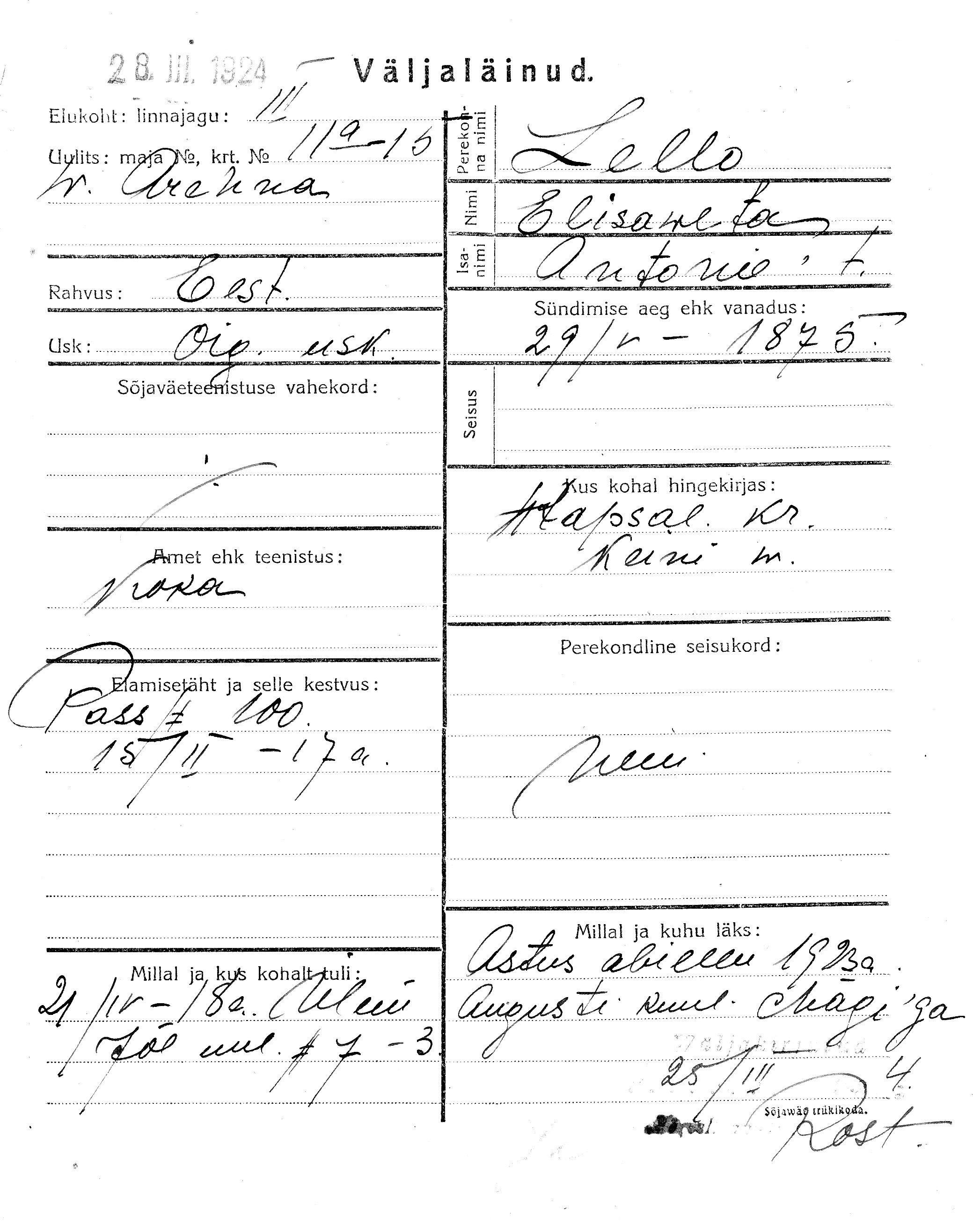 Lello, Elisaweta, Antonie