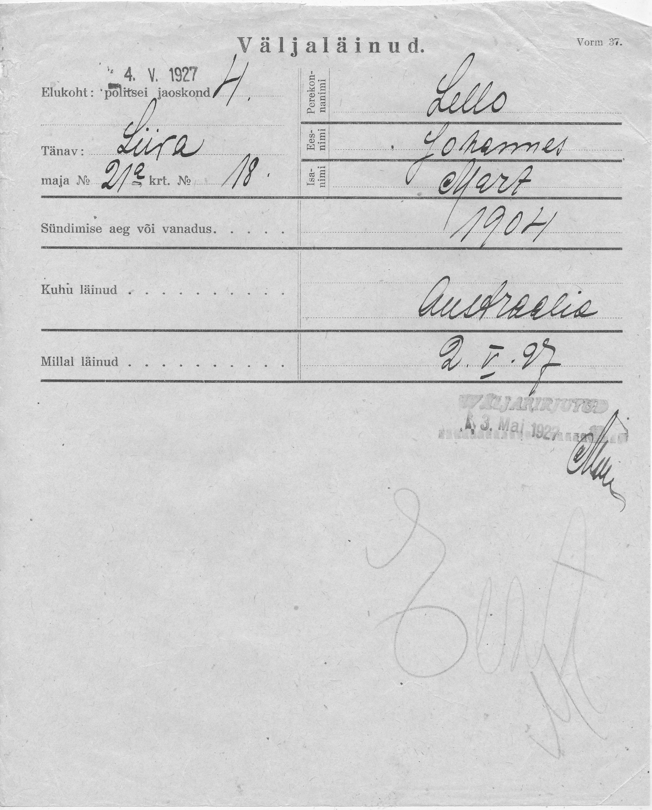 Lello, Johannes, Mart