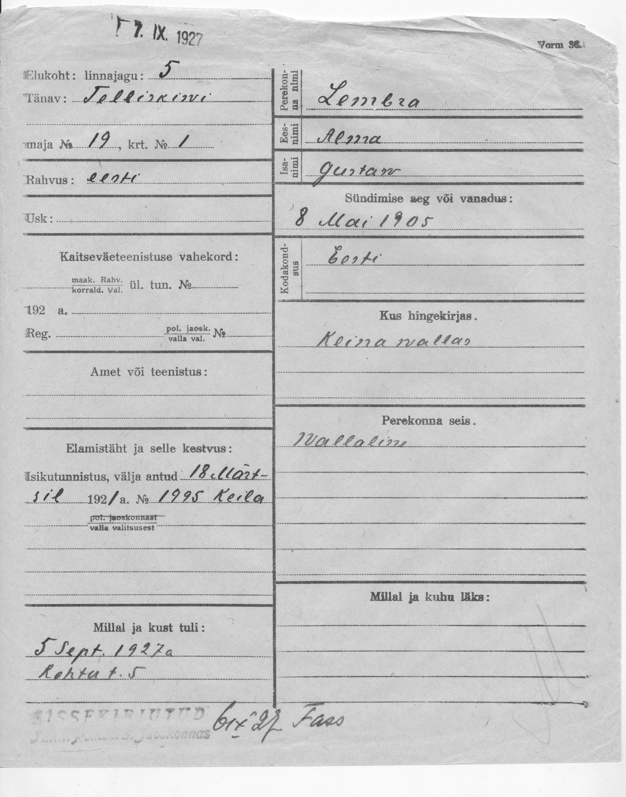 Lembra, Alma, Gustav