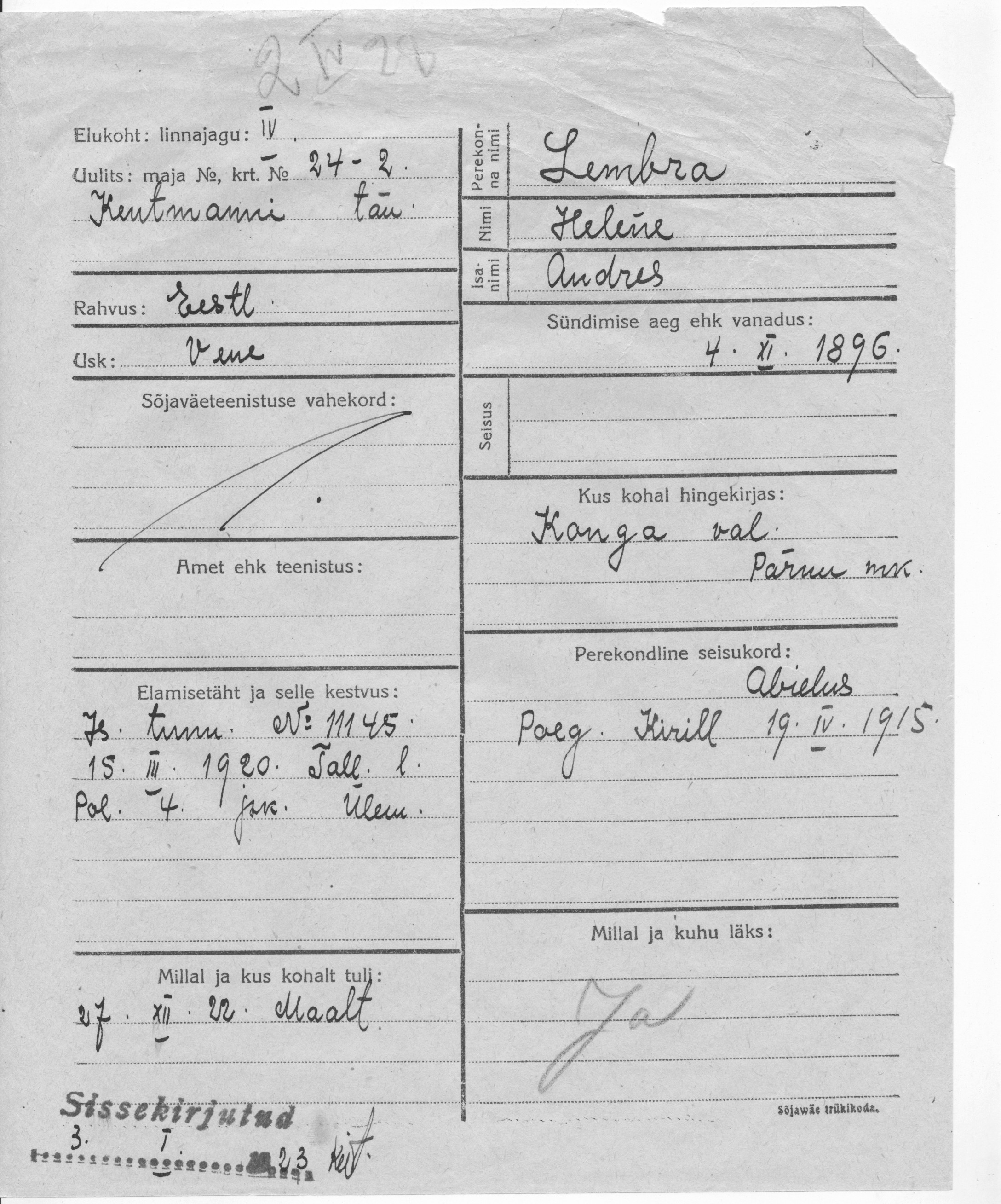 Lembra, Helene, Andres