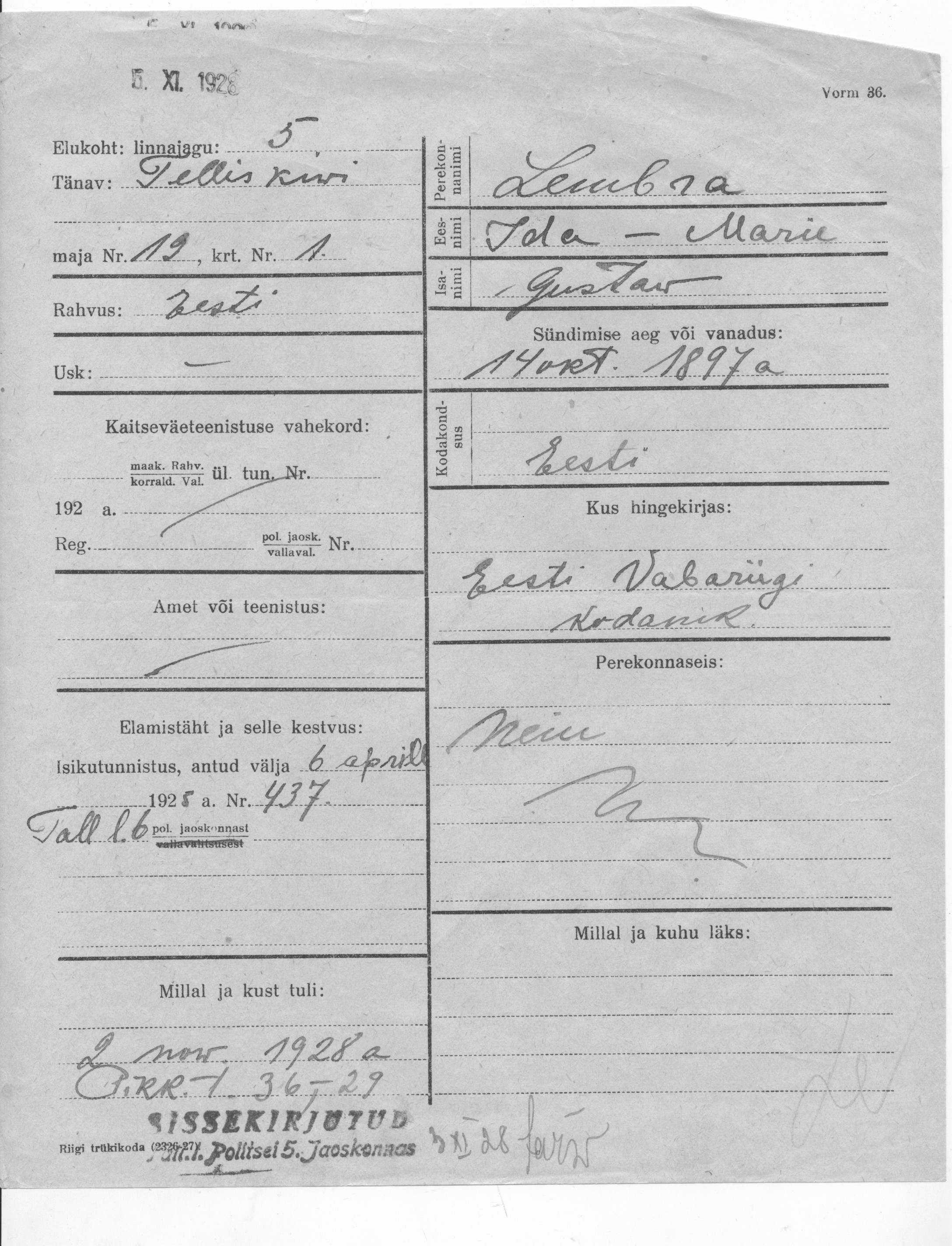 Lembra, Ida-Marie, Gustav