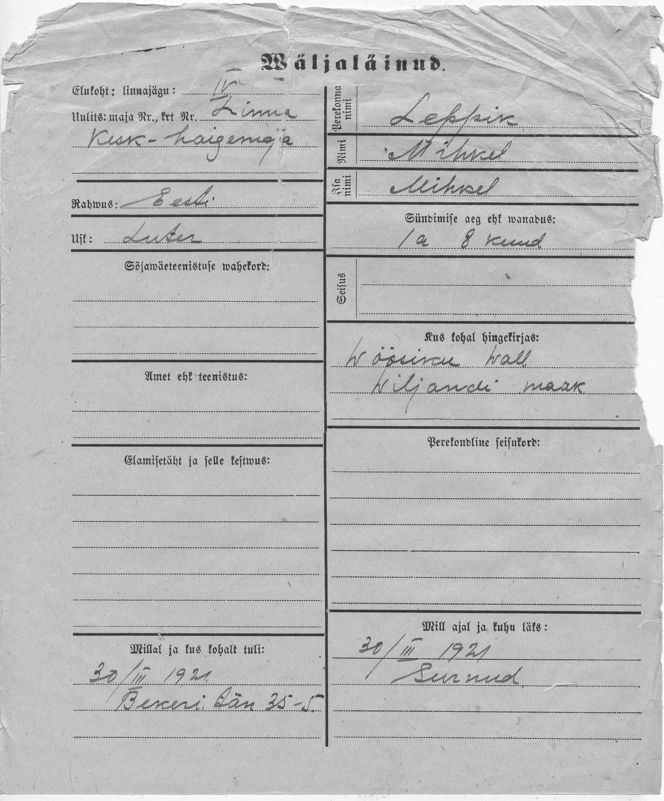 Leppik, Mihkel, Mihkel