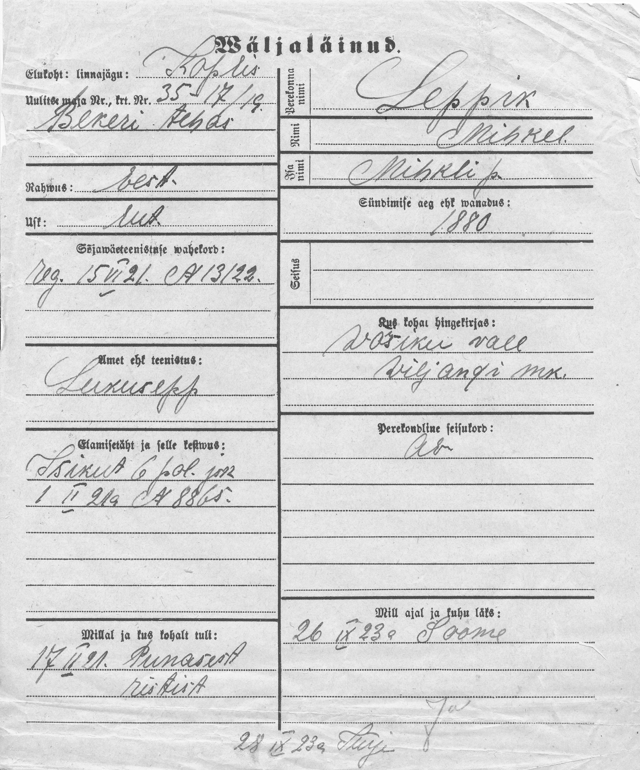 Leppik, Mihkel, Mihkel