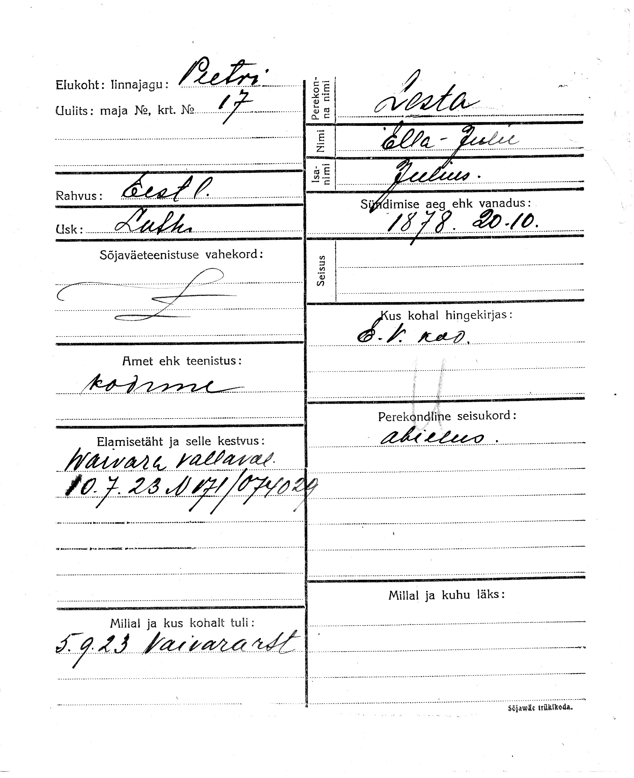 Lesta, Ella-Julie, Julius