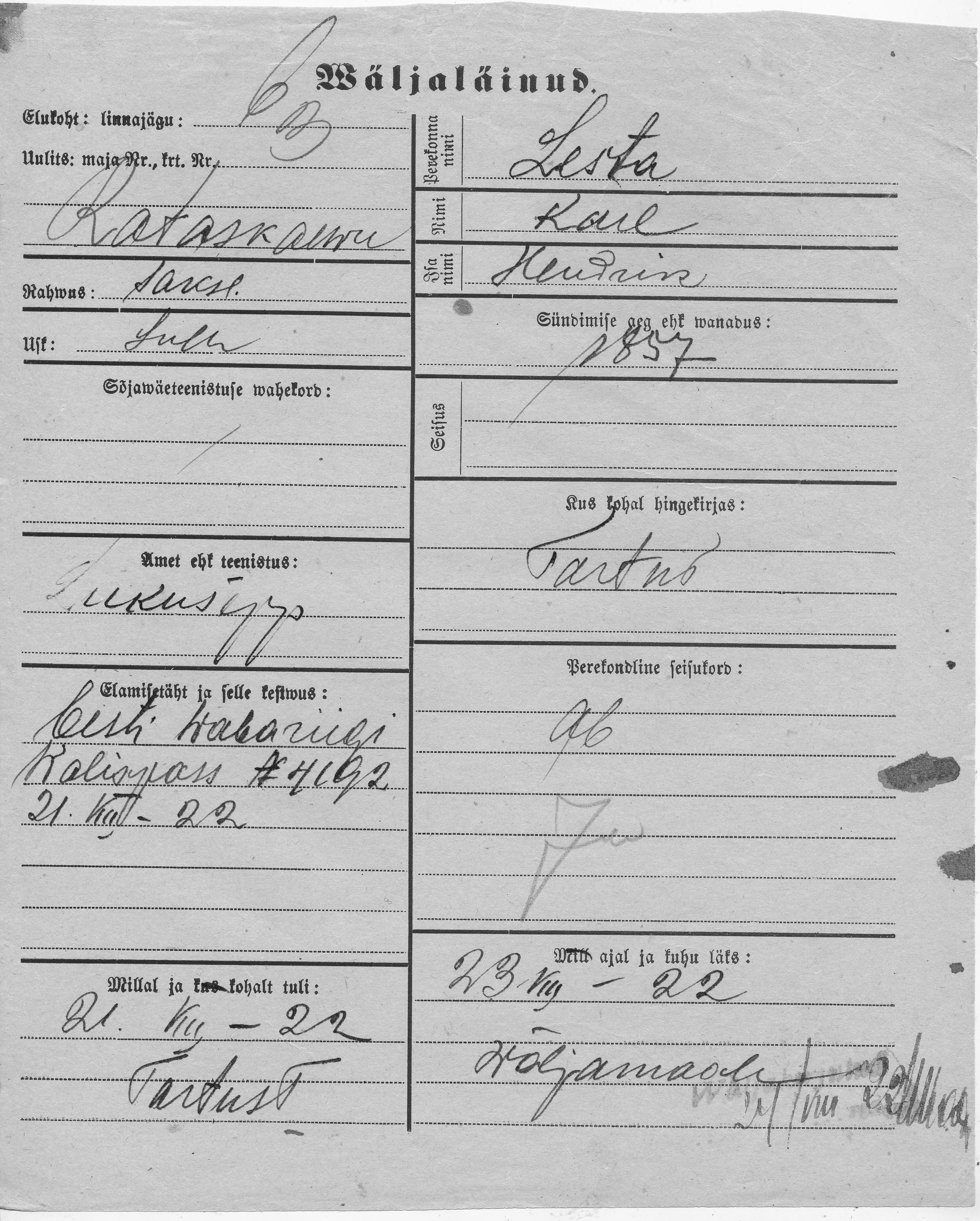 Lesta, Karl, Hendrik