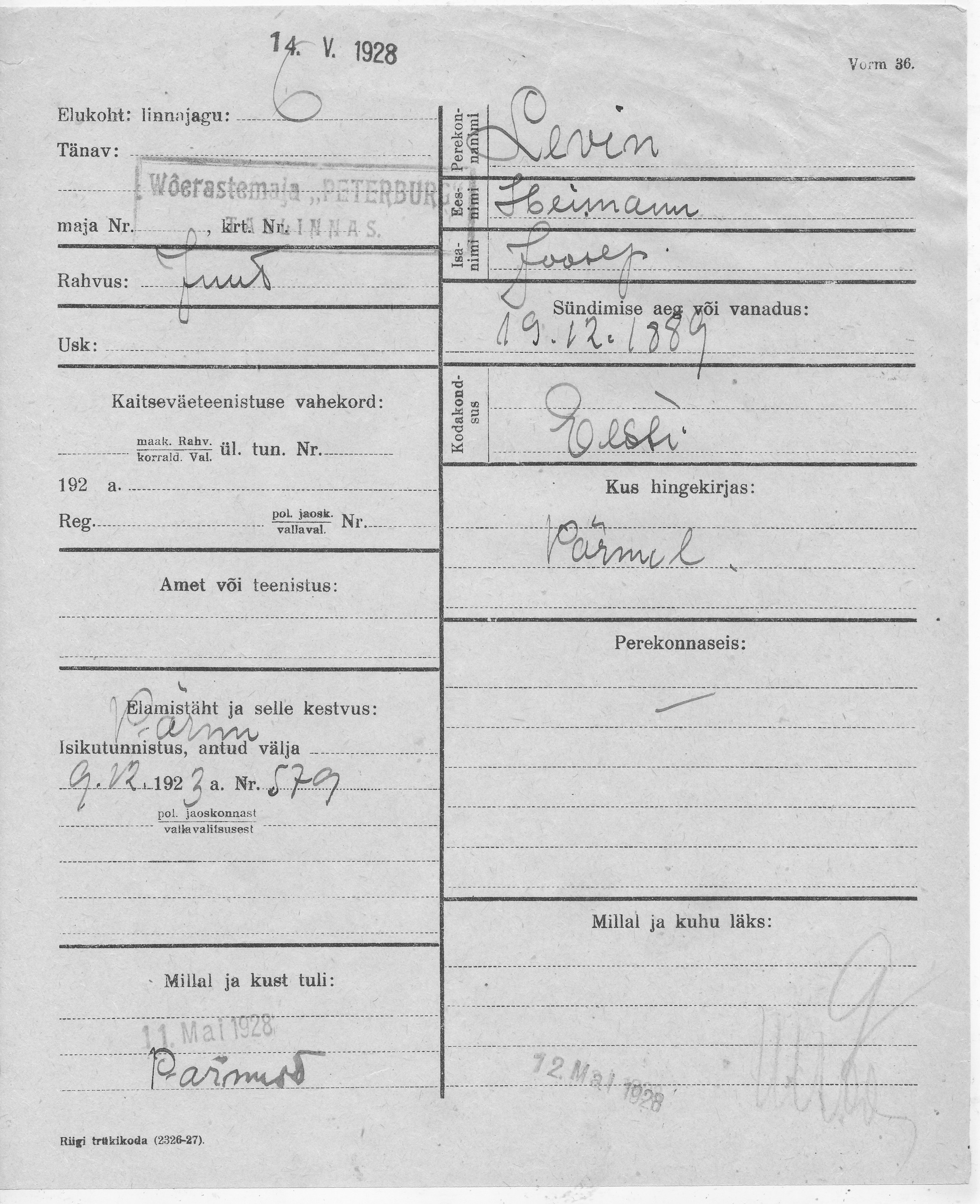 Levin, Heimann, Joosep