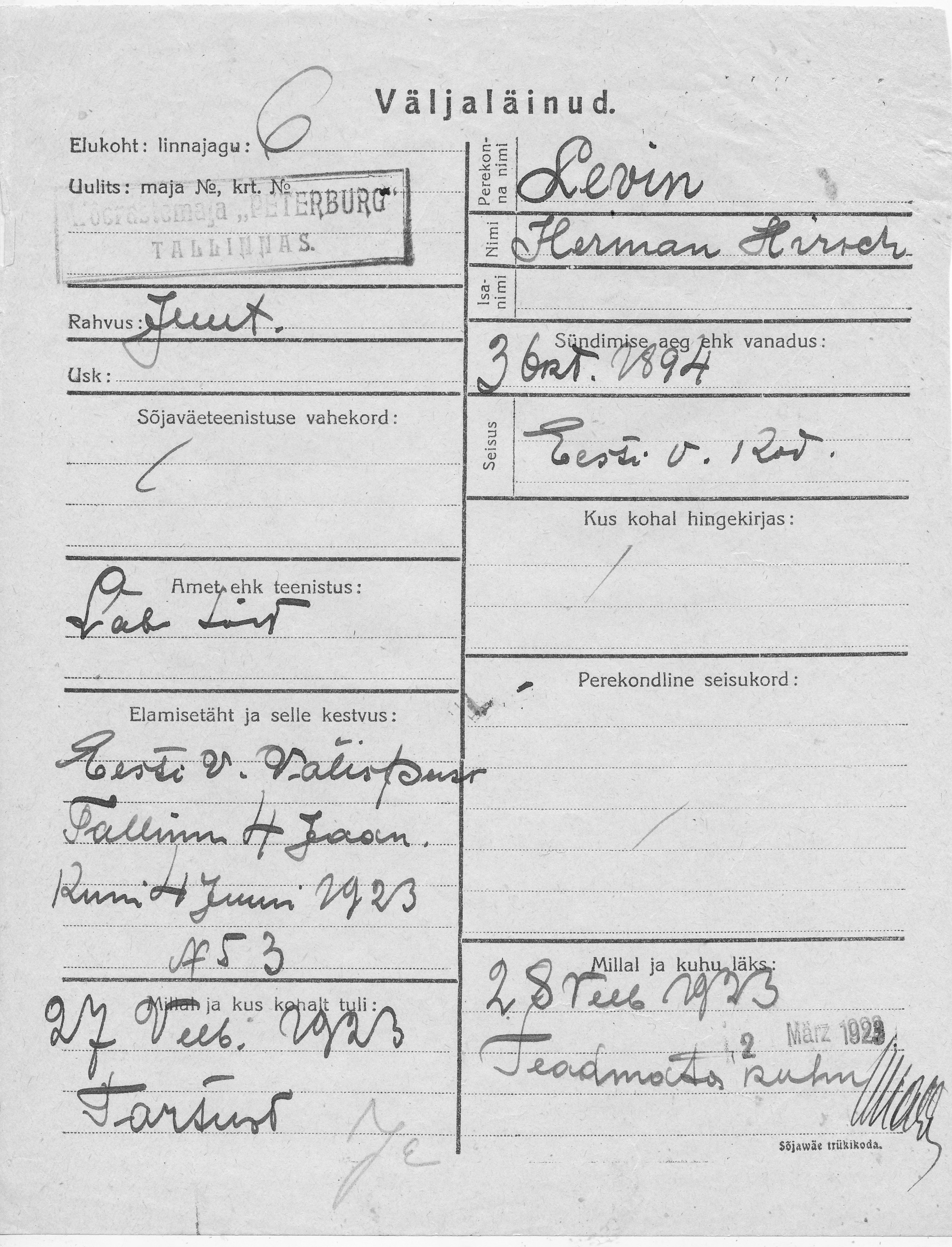 Levin, Herman Hirsch