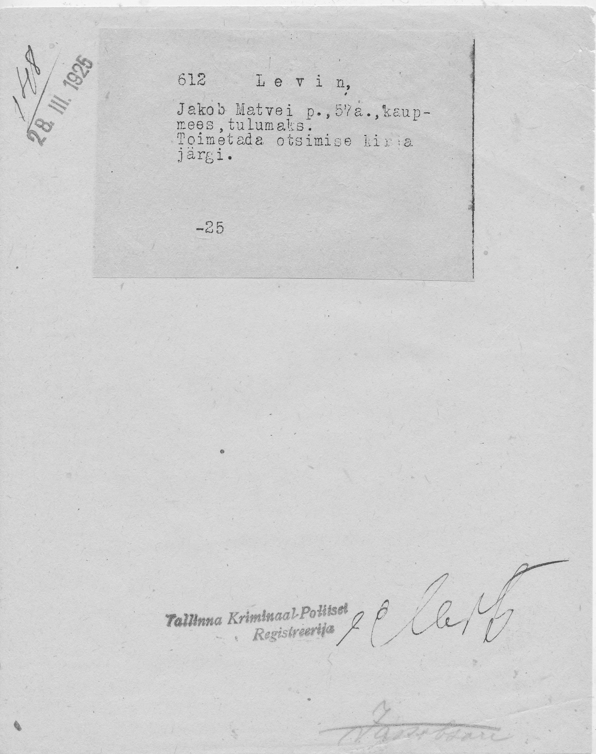 Levin, Jakob, Matvei