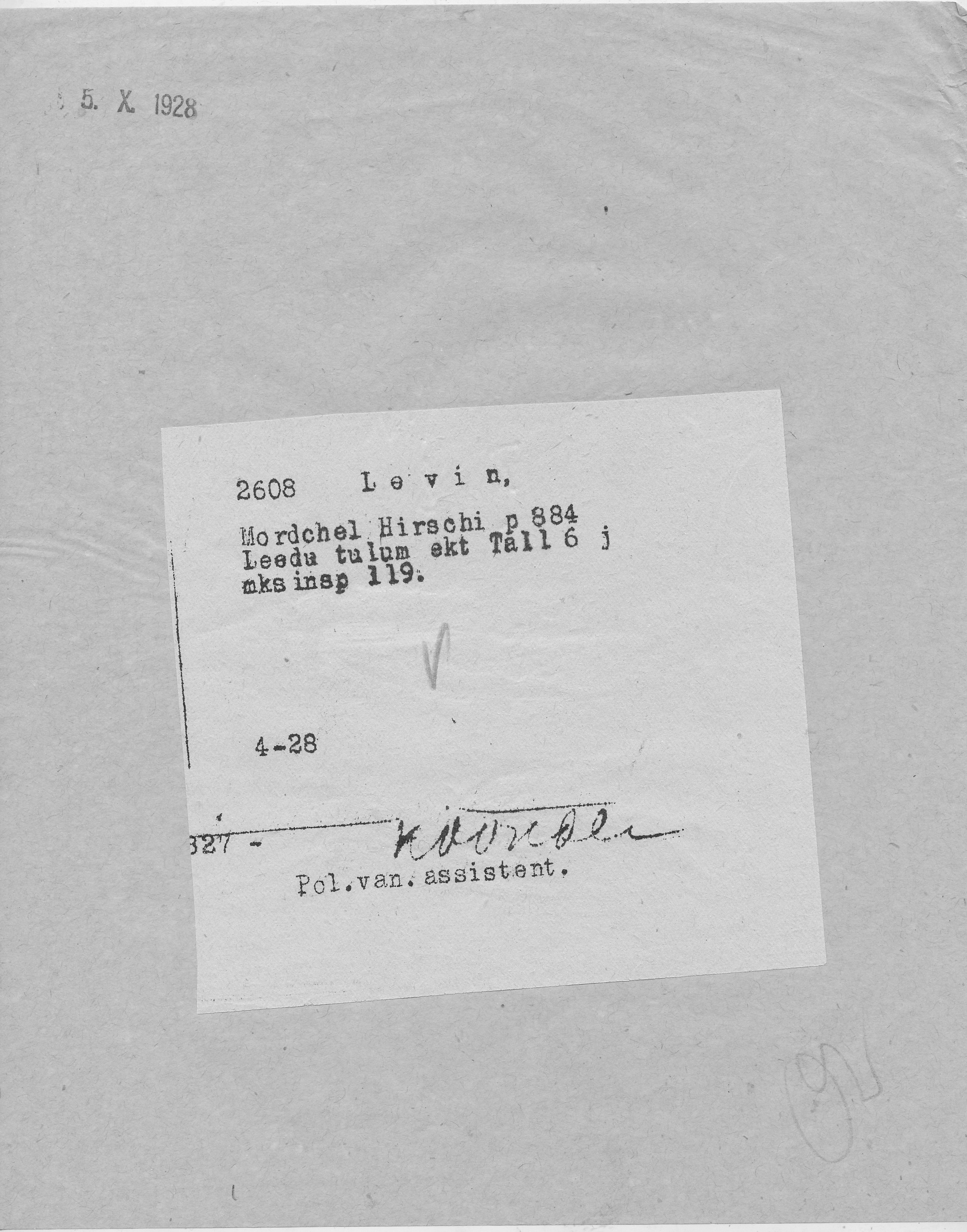 Levin, Mordchel, Hirsch