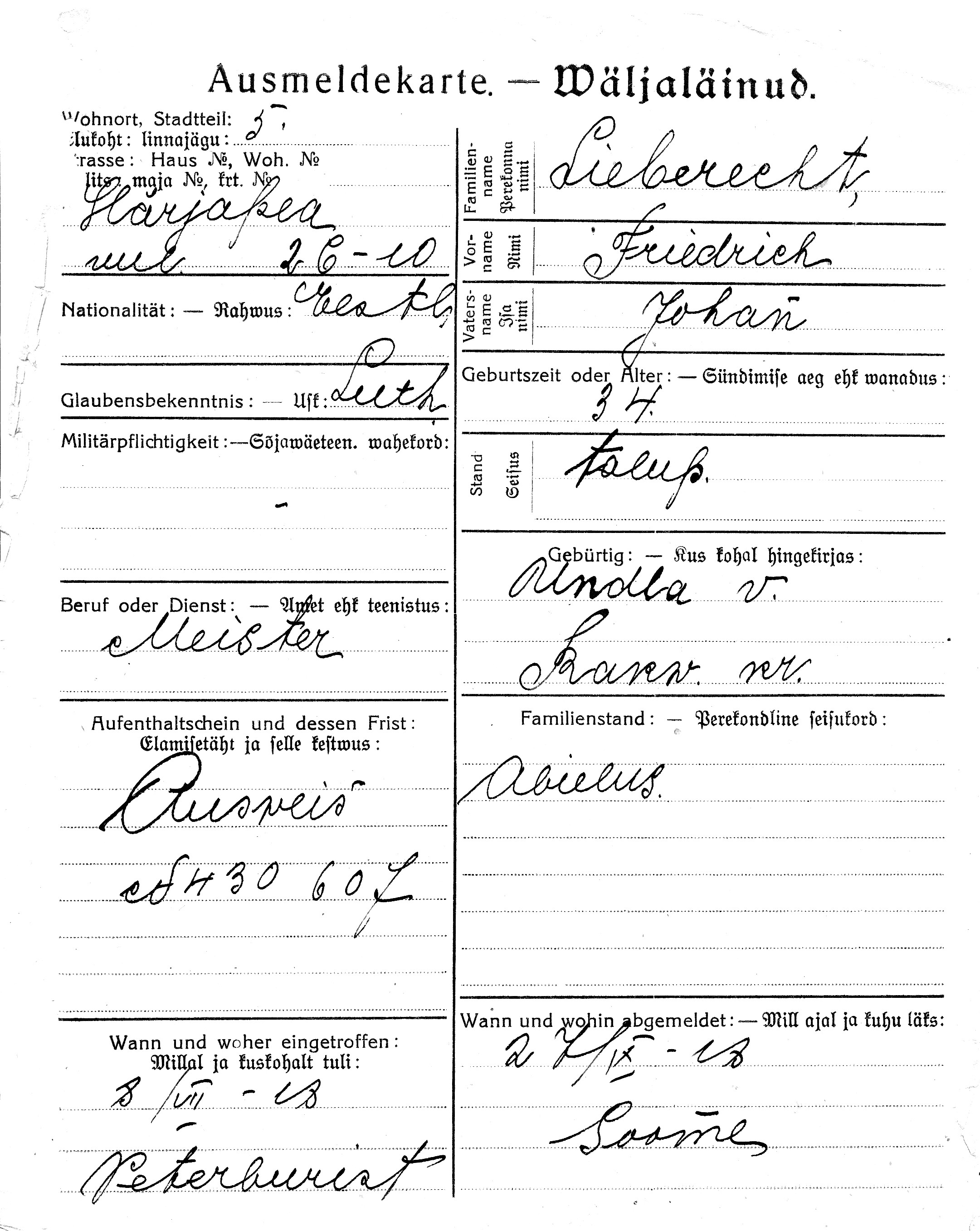 Lieberecht, Friedrich, Johan