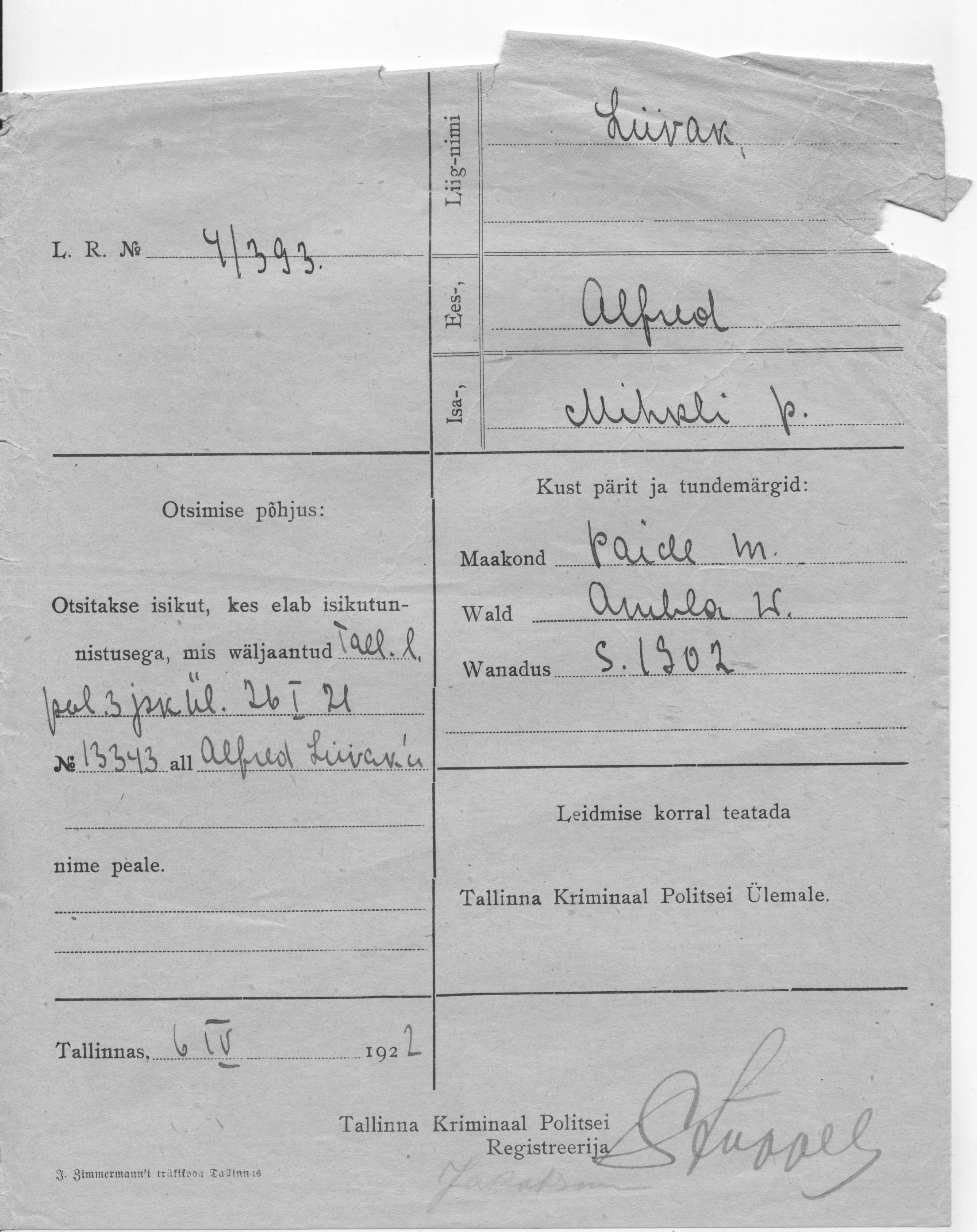 Liivak, Alfred, Mihkel