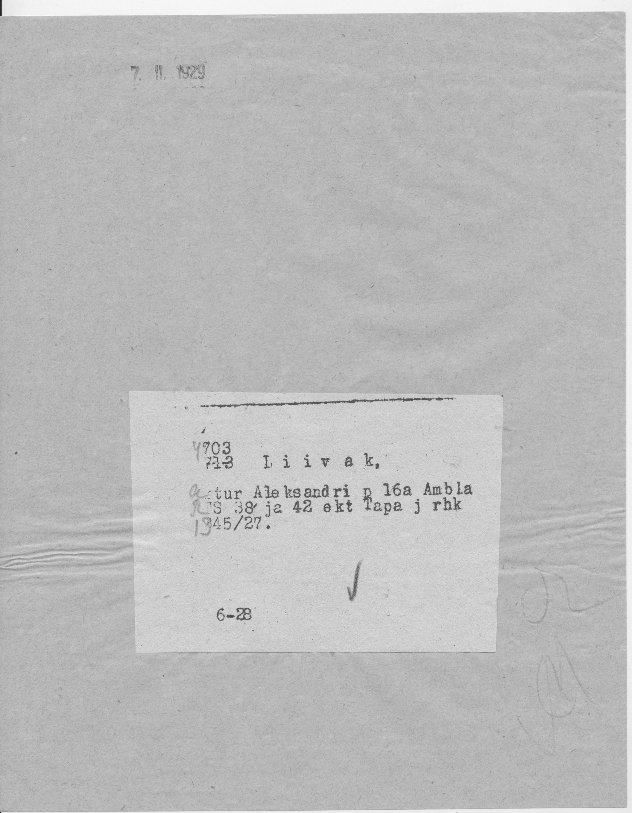 Liivak, Artur, Aleksander