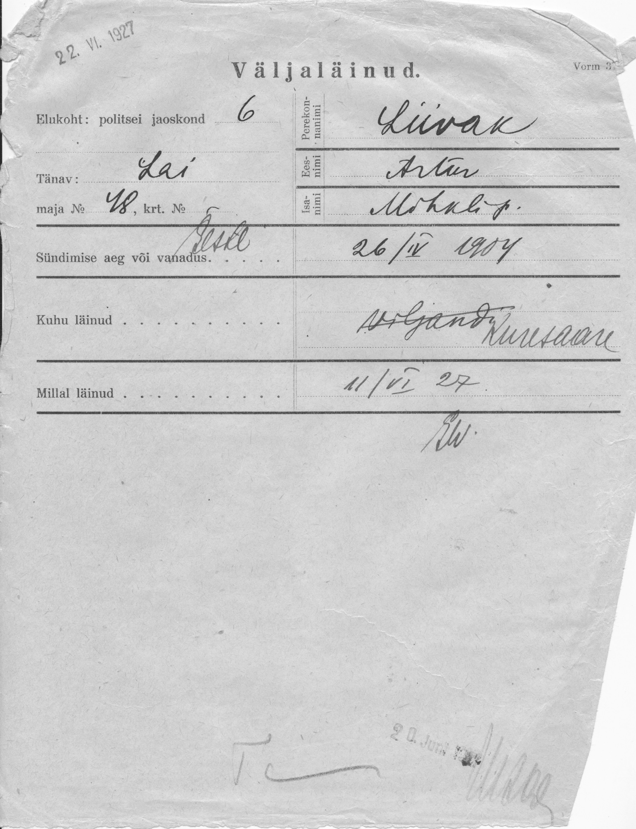 Liivak, Artur, Mihkel