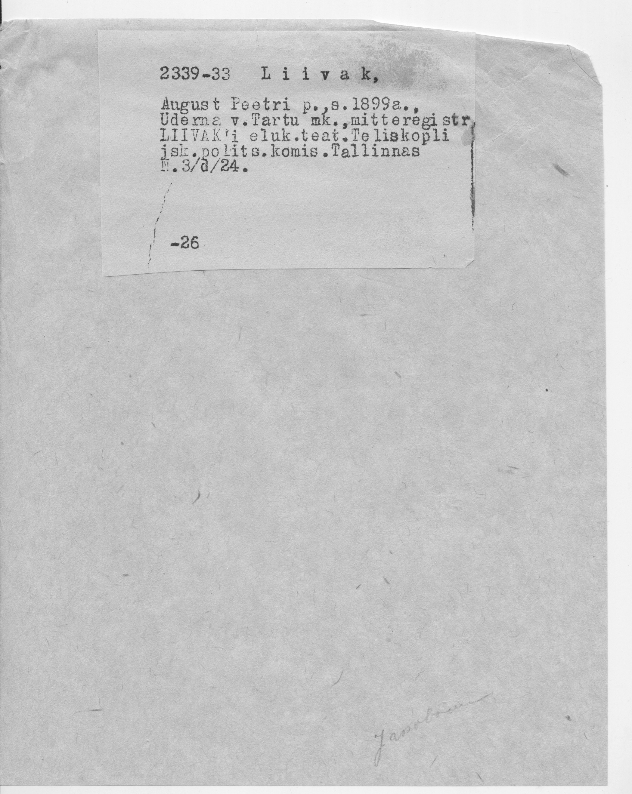 Liivak, August, Peeter