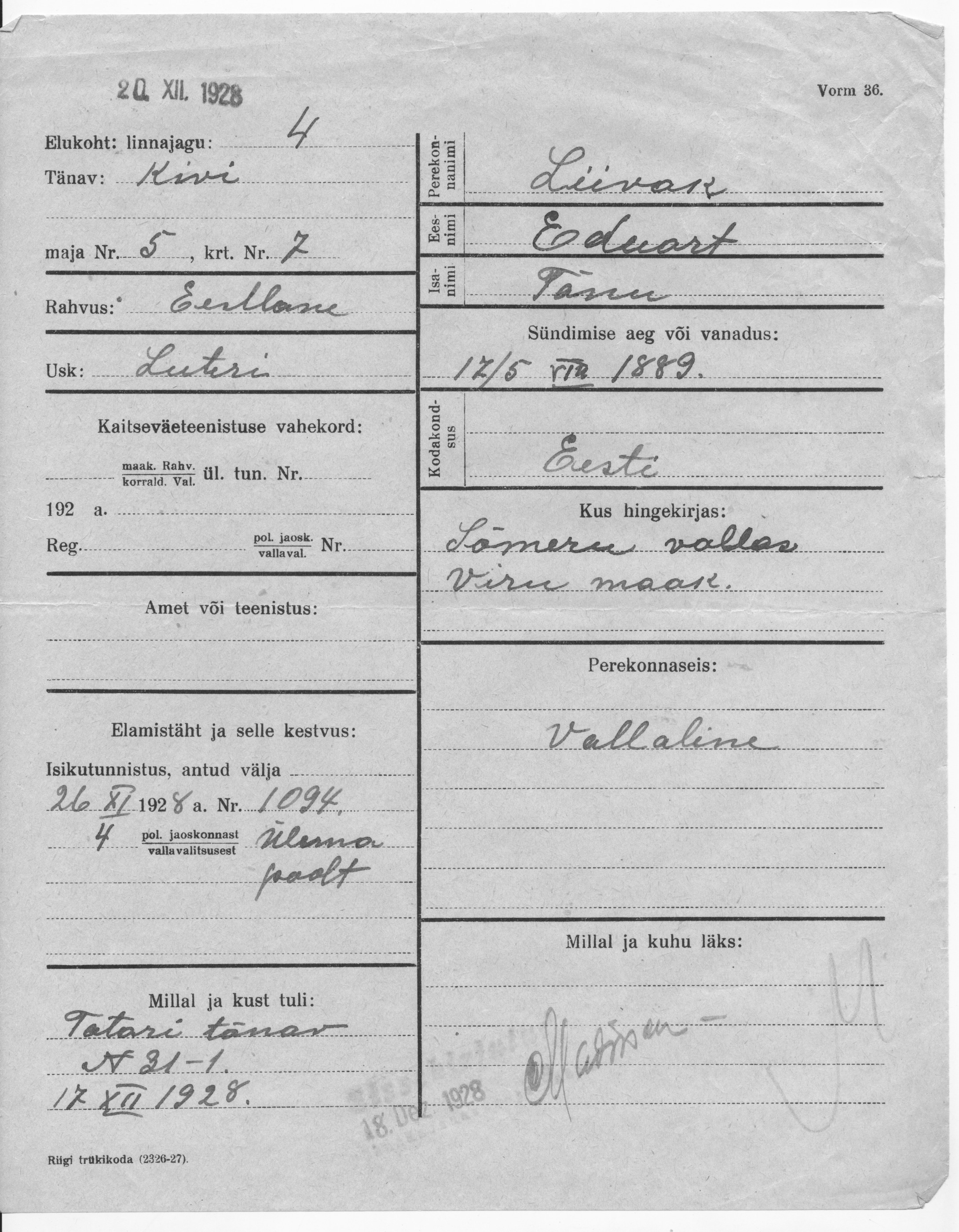 Liivak, Eduart, Tõnu