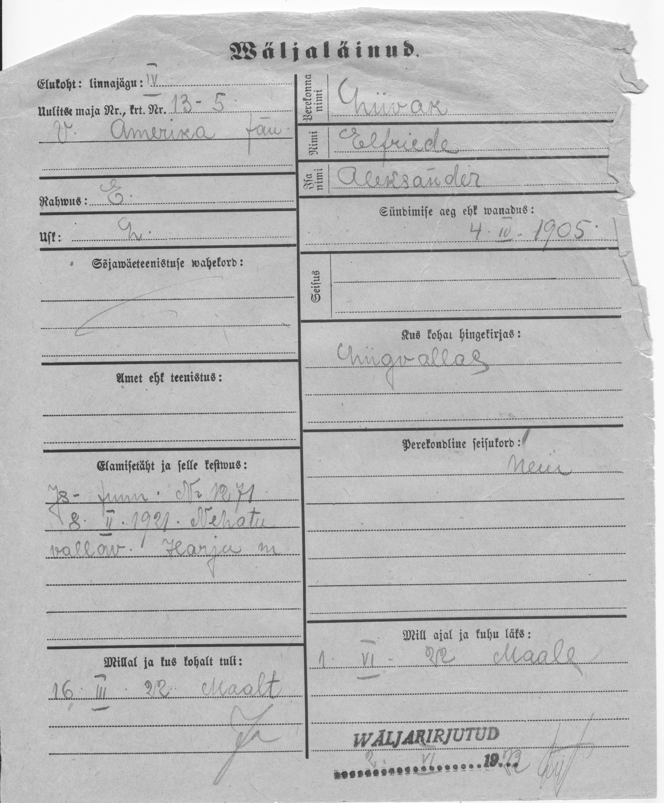 Liivak, Elfriede, Aleksander