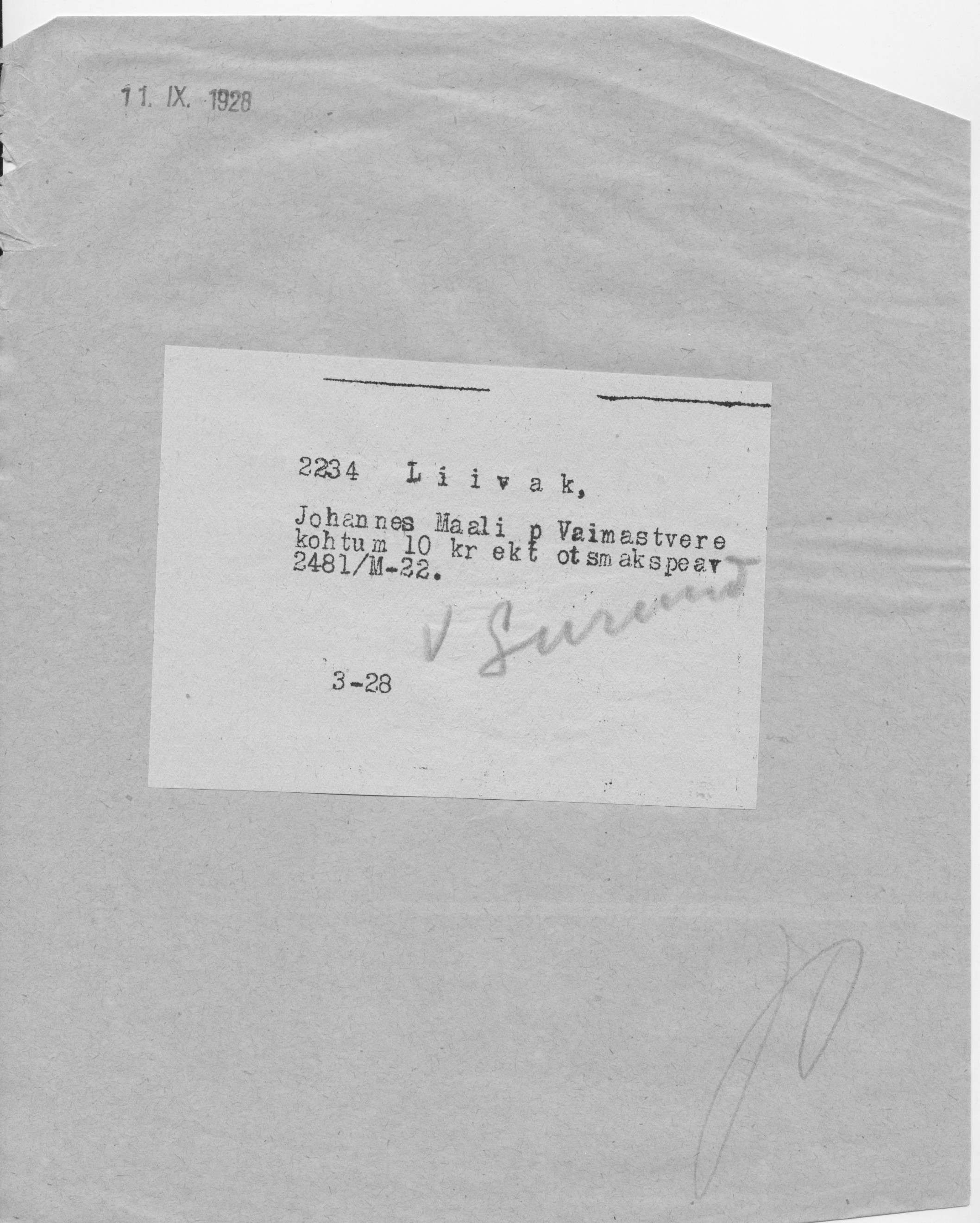 Liivak, Johannes, Maali