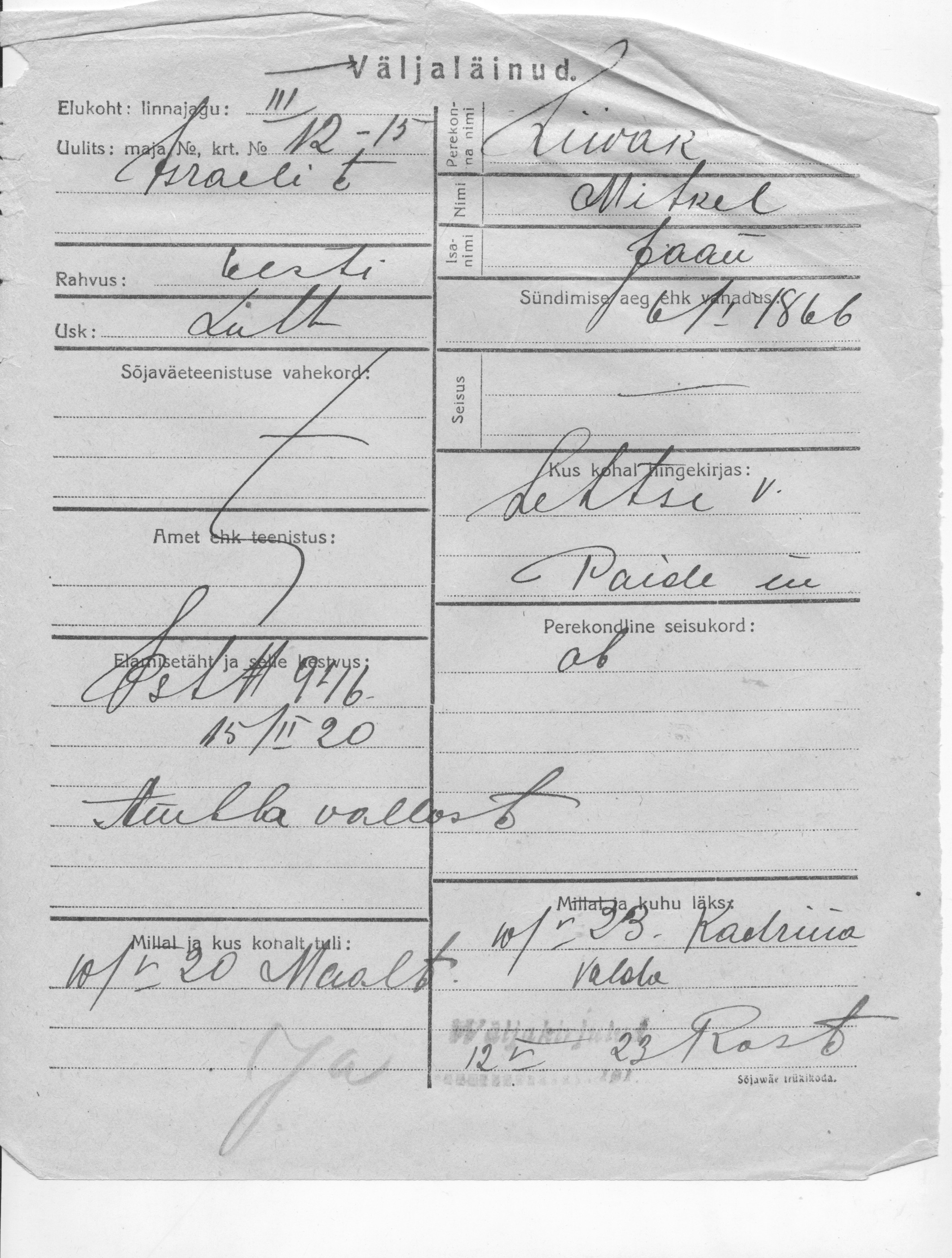 Liivak, Mihkel, Jaan